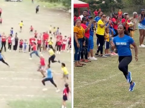 Shelly-Ann Fraser-Pryce destroys other parents during race at son's school Shelly-Ann Fraser-Pryce destroys other parents during race at son's school