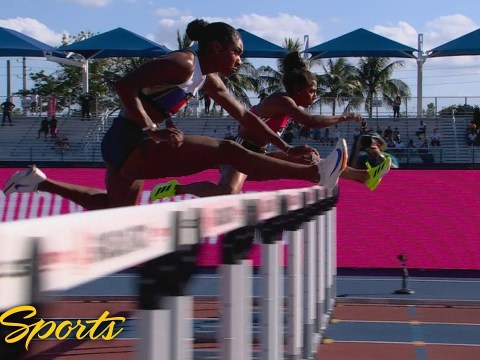 Masai Russell runs second-fastest 100m hurdles in HISTORY at Grand Slam Miami | NBC Sports Masai Russell runs second-fastest 100m hurdles in HISTORY at Grand Slam Miami | NBC Sports