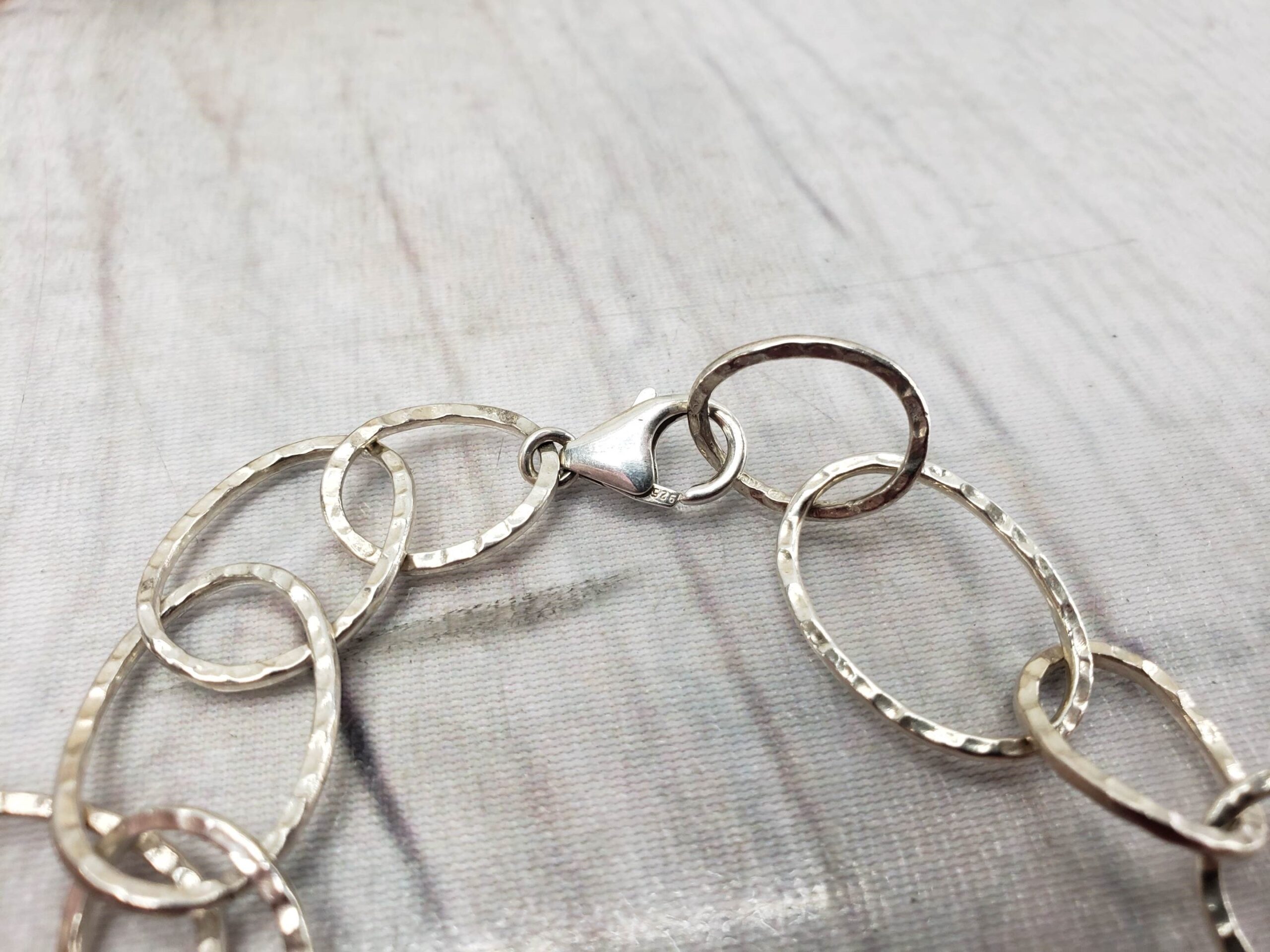 Necklace SS Unisex 24″ Hammered Cable Chain, 25.16DWT .925 Sterling Silver