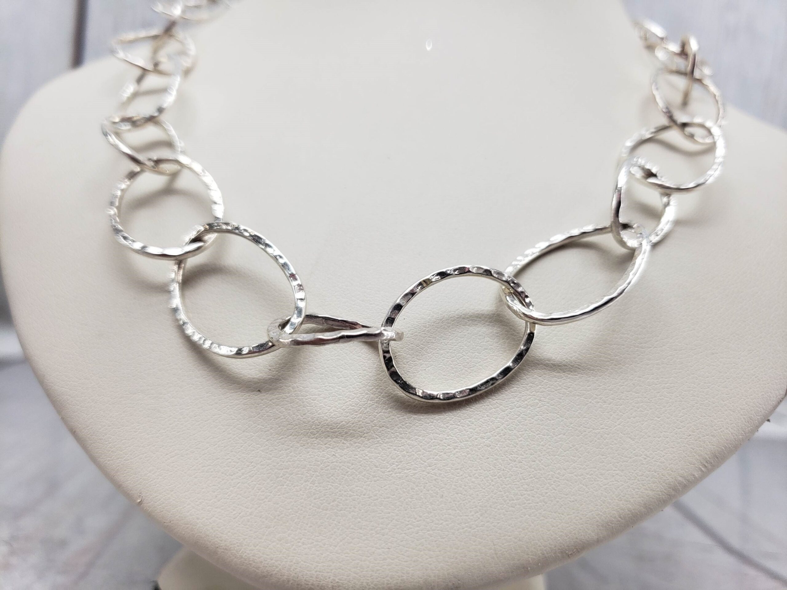 Necklace SS Unisex 24″ Hammered Cable Chain, 25.16DWT .925 Sterling Silver