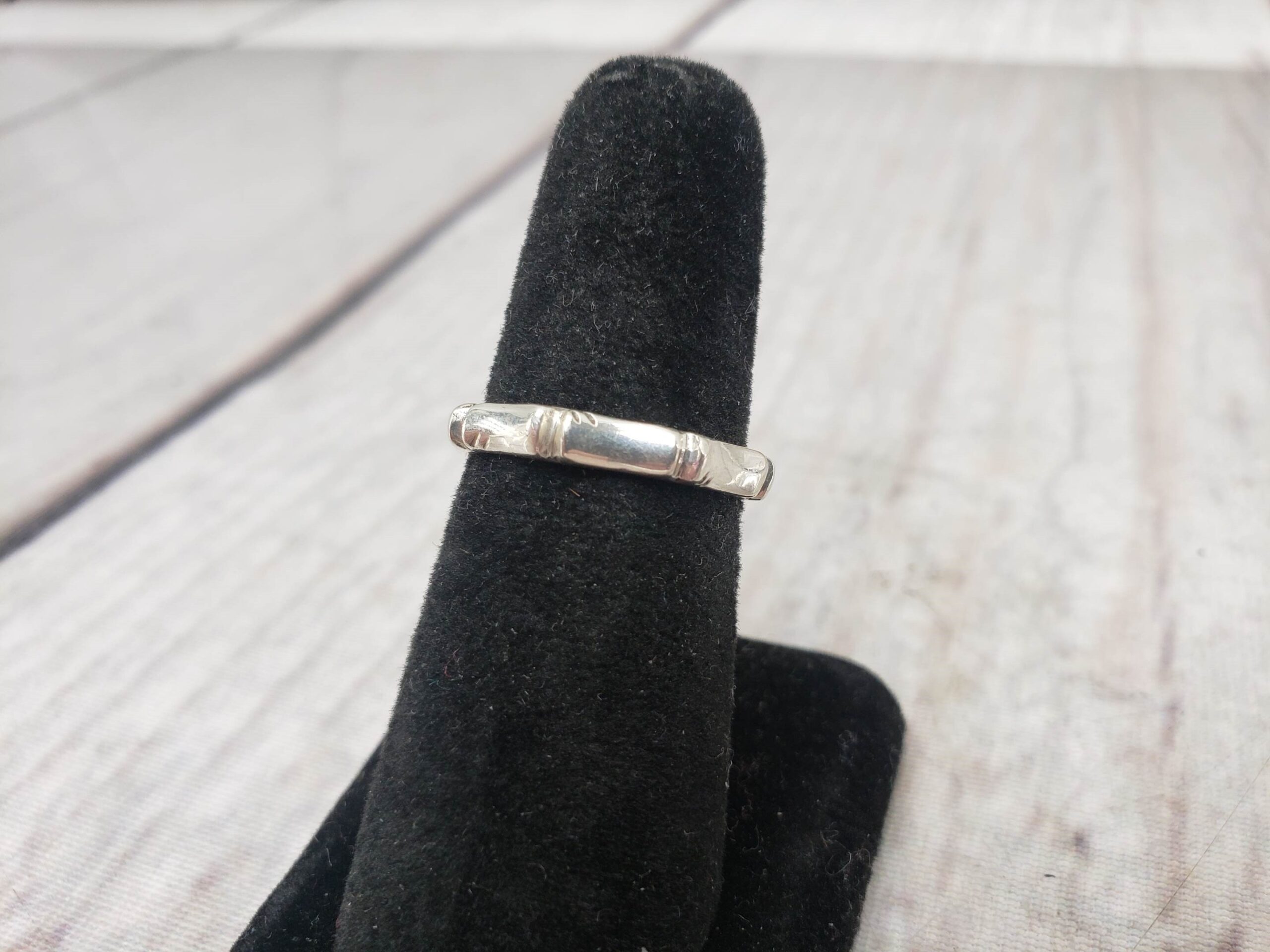Ring SS Unisex Sz 7 1.9DWT .925 Sterling Silver, Bamboo Ring