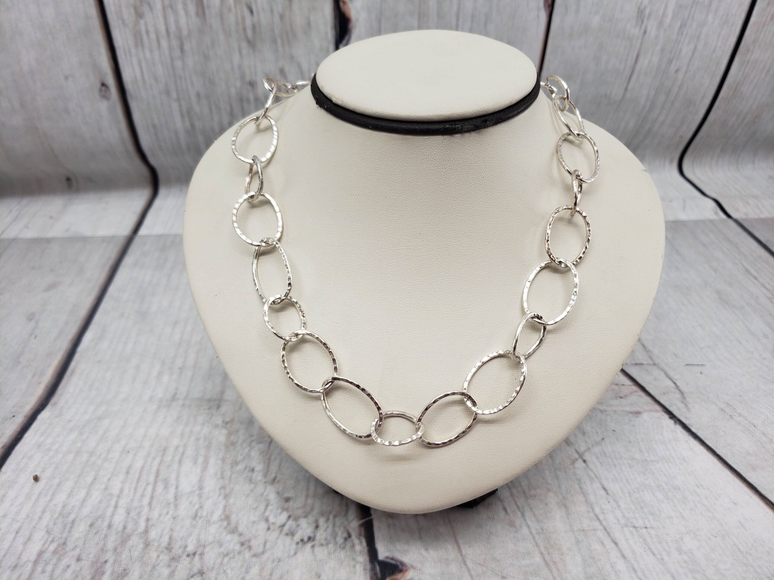 Necklace SS Unisex 24″ Hammered Cable Chain, 25.16DWT .925 Sterling Silver