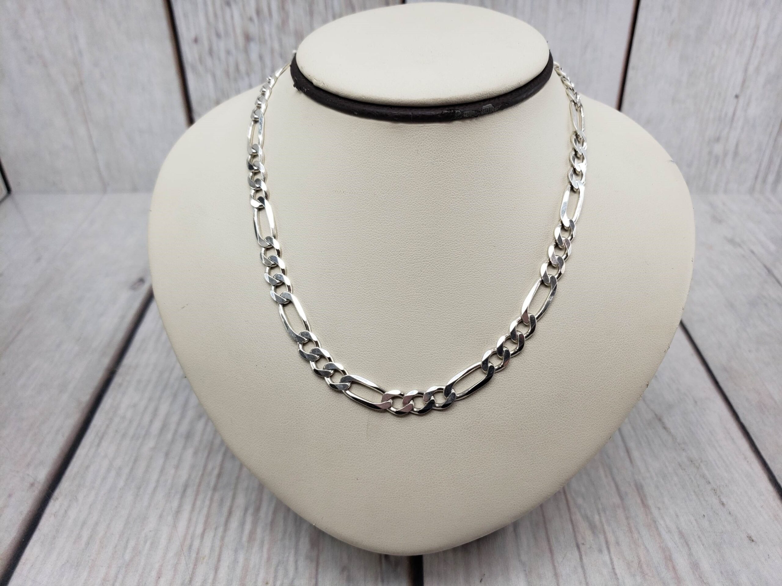 Necklace SS Unisex 16″ Figaro Chain, 15.4DWT .925 Sterling Silver