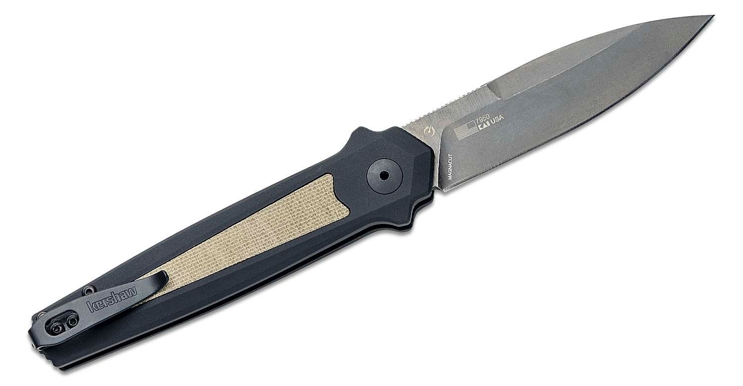 Kershaw 7950 Launch 15 AUTO Folding Knife 3.5″ CPM-MagnaCut BlackWashed Spear Point Blade