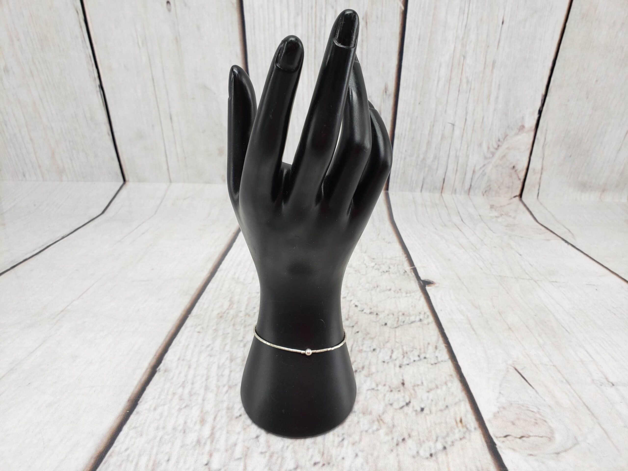 Bracelet SS Women Expandable (approx. 6″+) 0.90DWT .925 Sterling Silver, Beaded