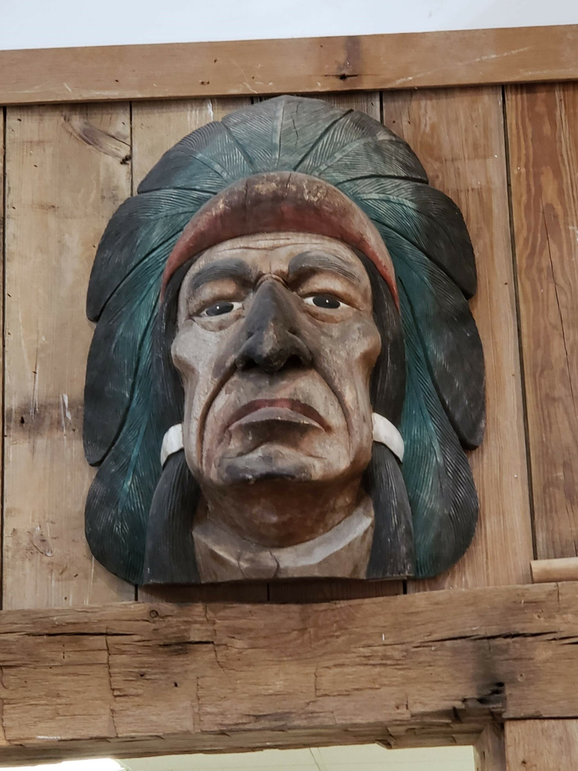 Late 1800’s Hand Carved Indian Face / Mask