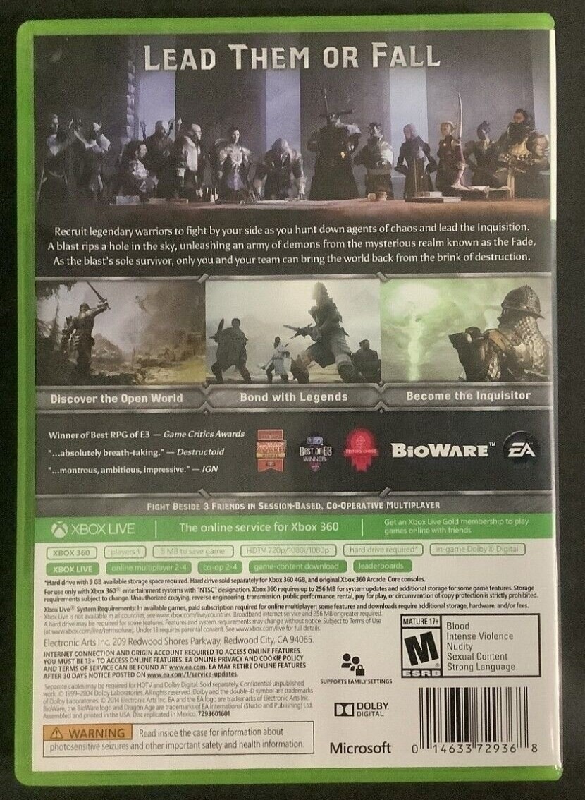 Microsoft XBox 360 Dragon Age: Inquisition *No Manual* Xbox 360 Games Games
