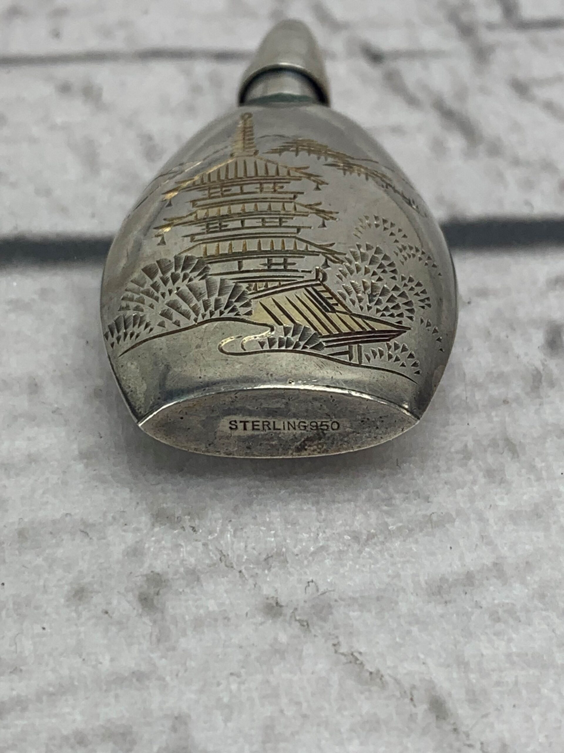Antique Japanese Silver Perfume Flask