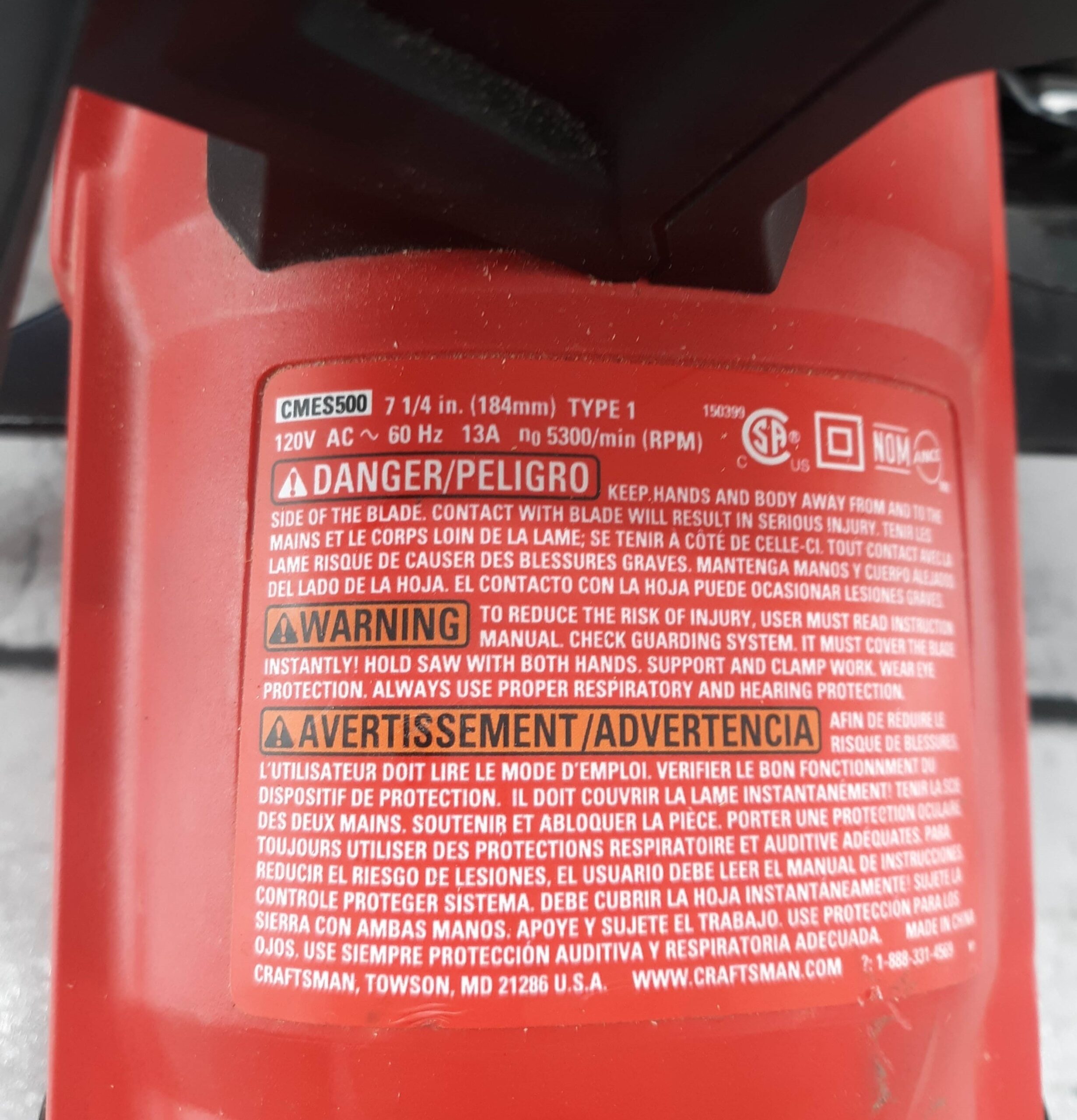 Craftsman CMES50O Circular Saw [Parts Only]