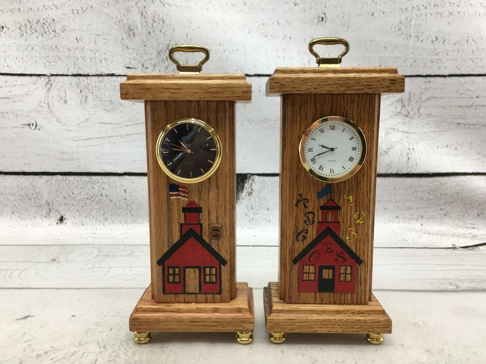 Hand Made Mantle Clock – Lot of 2 – Oak School/Home