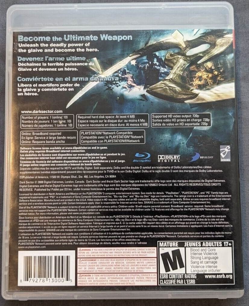 Dark Sector *Incomplete* PS3 / Playstation 3 Game