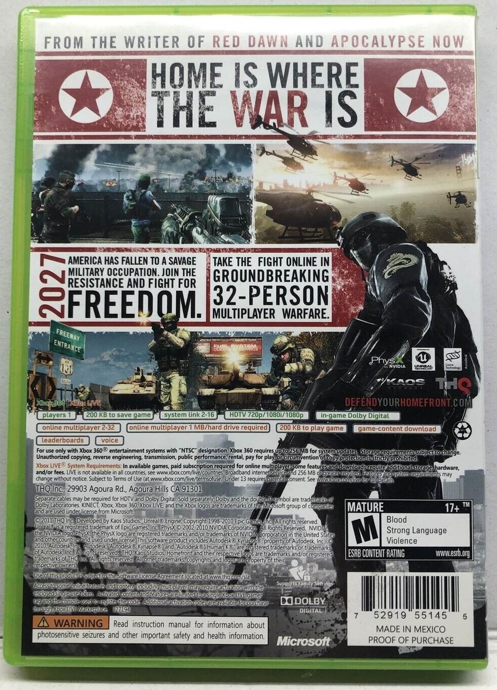 Homefront *Comnplete* Xbox 360 Games Games