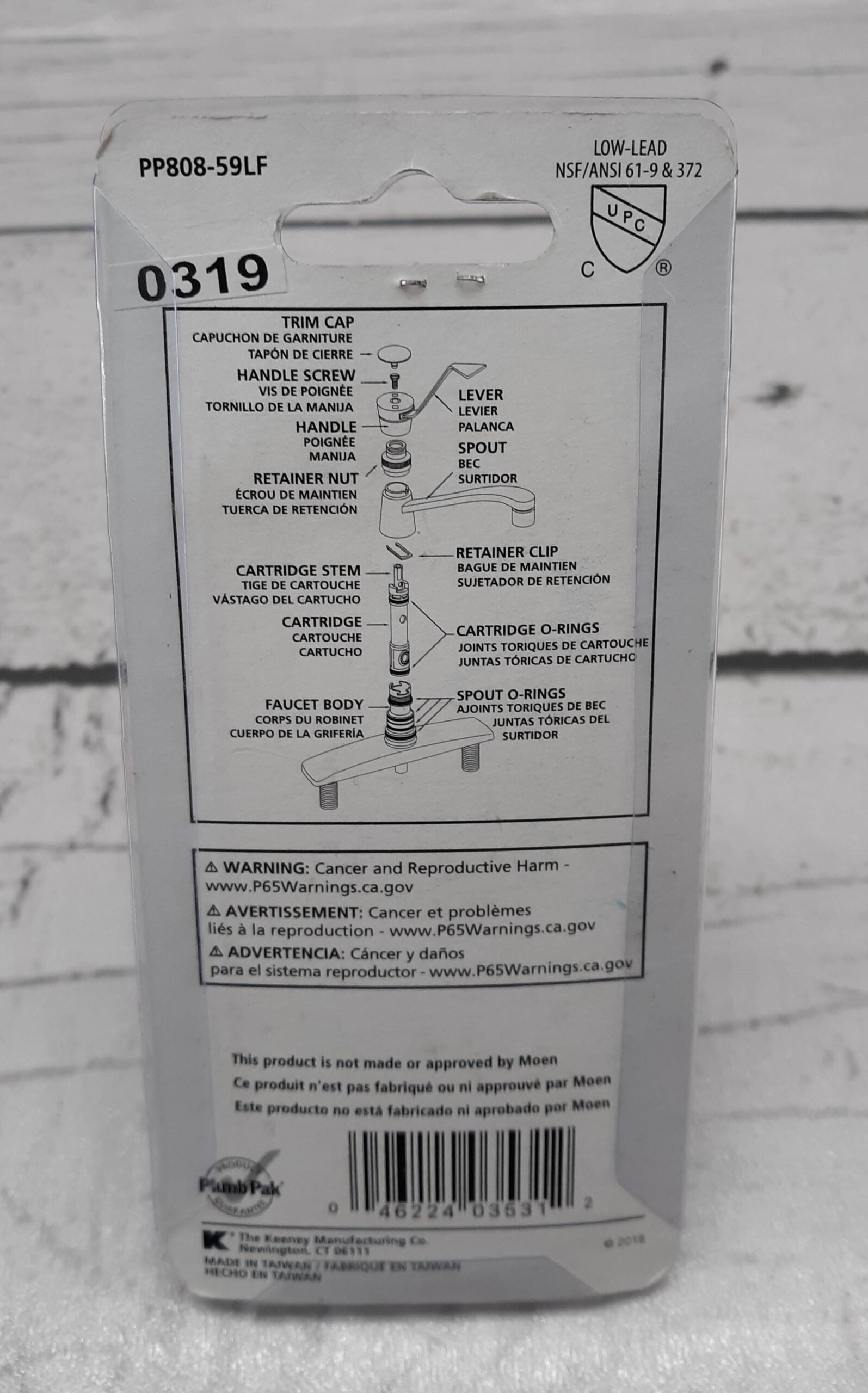 Plum Pak PP808-59LF Cartridge Replacement for Moen Single Control [lot 2]