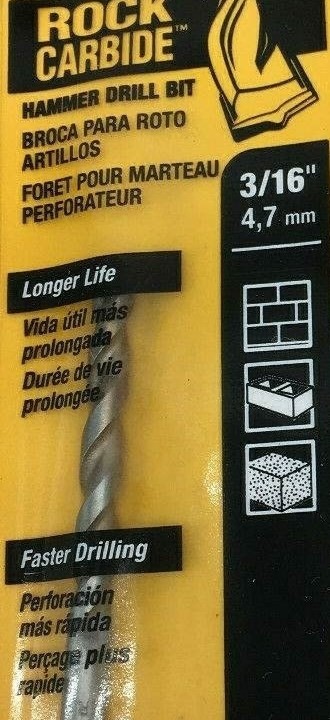 DeWalt 3/16 X 3in Premium Percussion Drill Bit DW5222