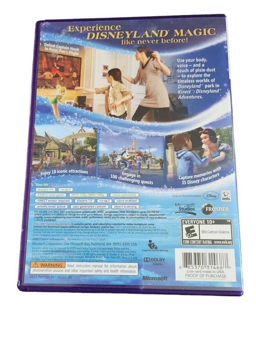 Kinect Disneyland Adventures (Xbox 360, 2011) Game