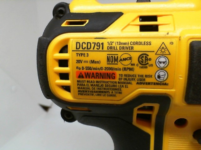 DeWalt DCD791 20V MAX XR Brushless Compact Drill/Driver – Tool Only (Lightly Used)