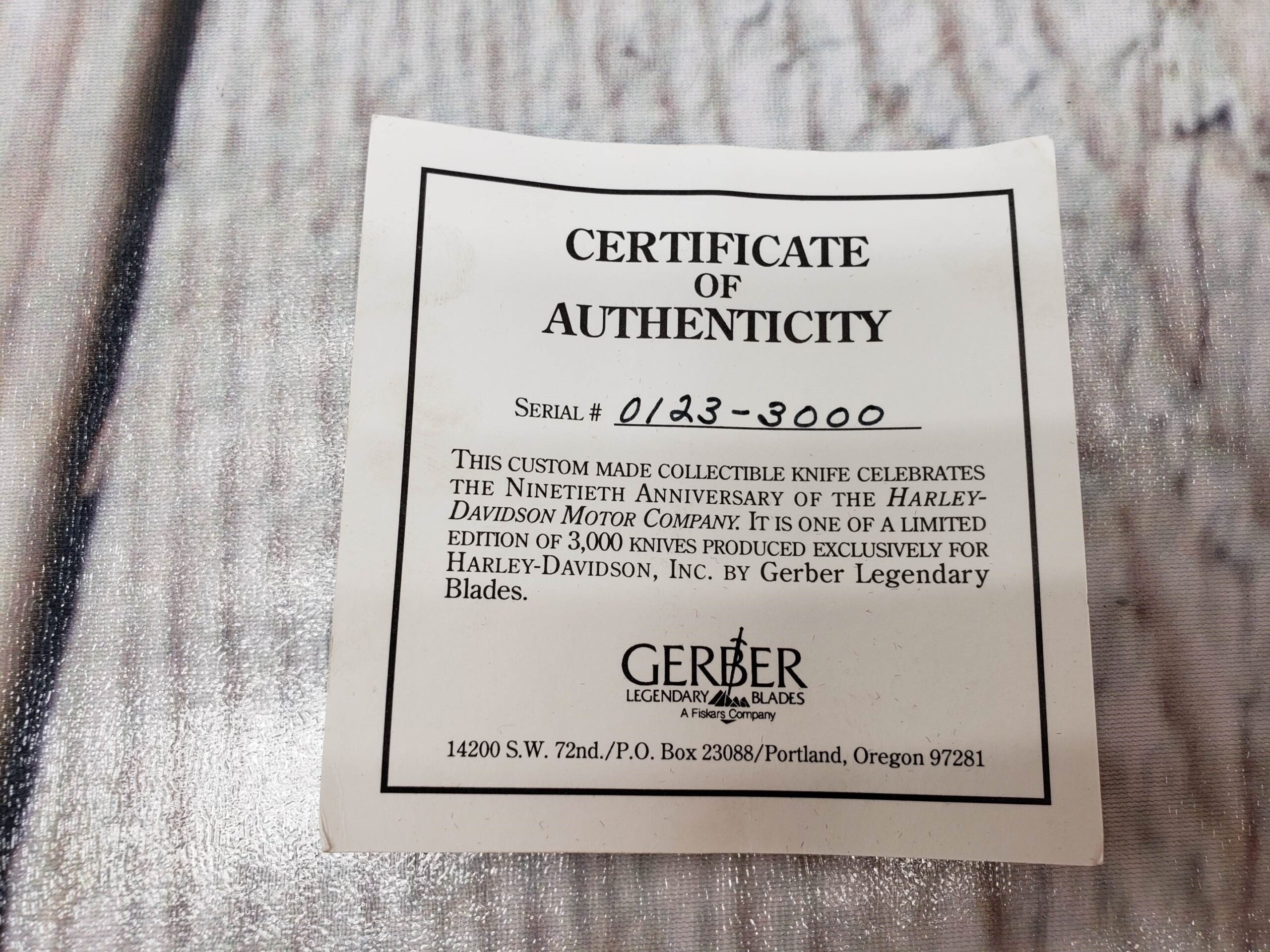 Gerber HARLEY DAVIDSON LIMITED EDITION 90TH ANNIVERSARY Fixed Blade