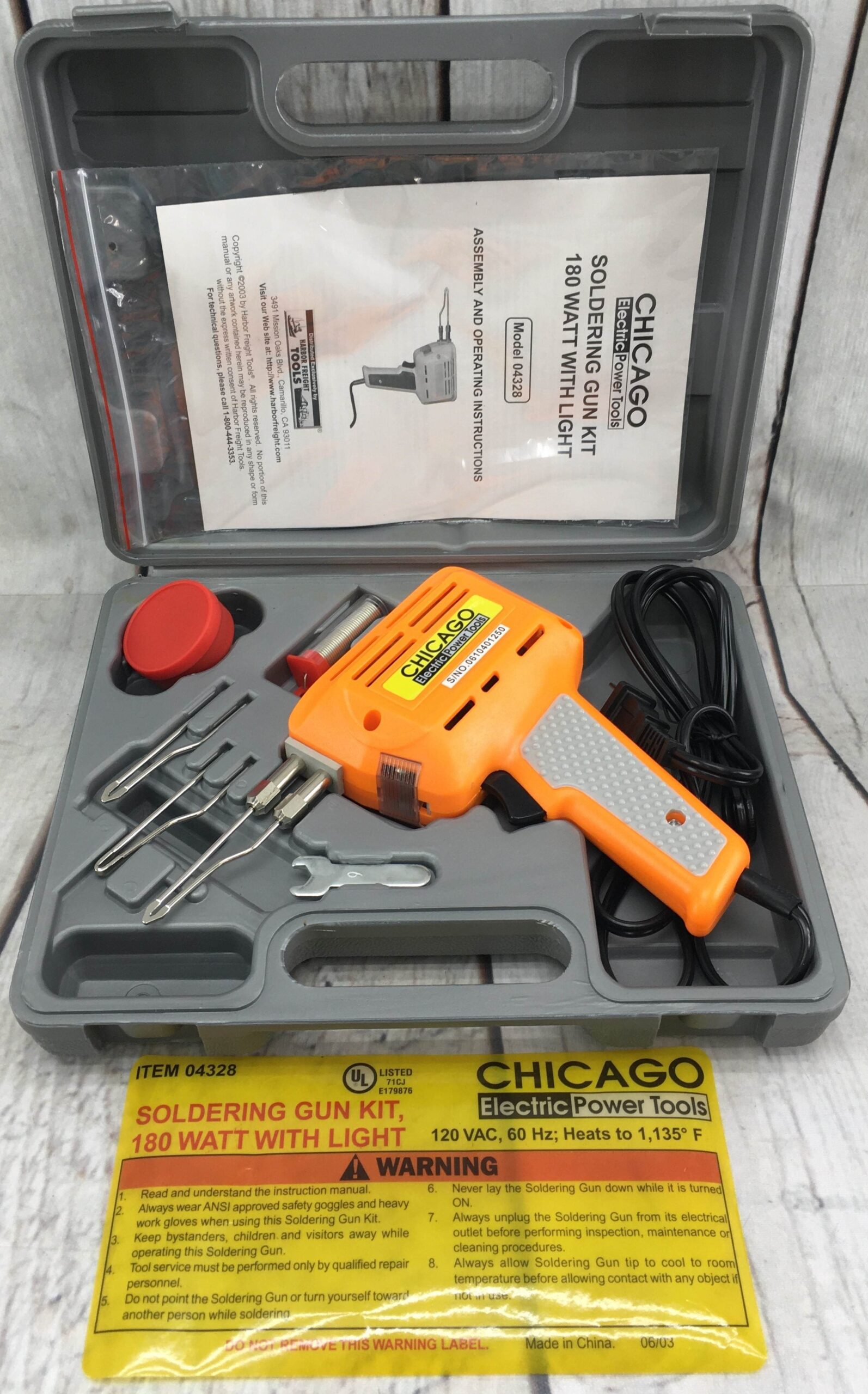 CHICAGO ELECTRIC POWER TOOLS SOLDERING GUN #04328 Kit