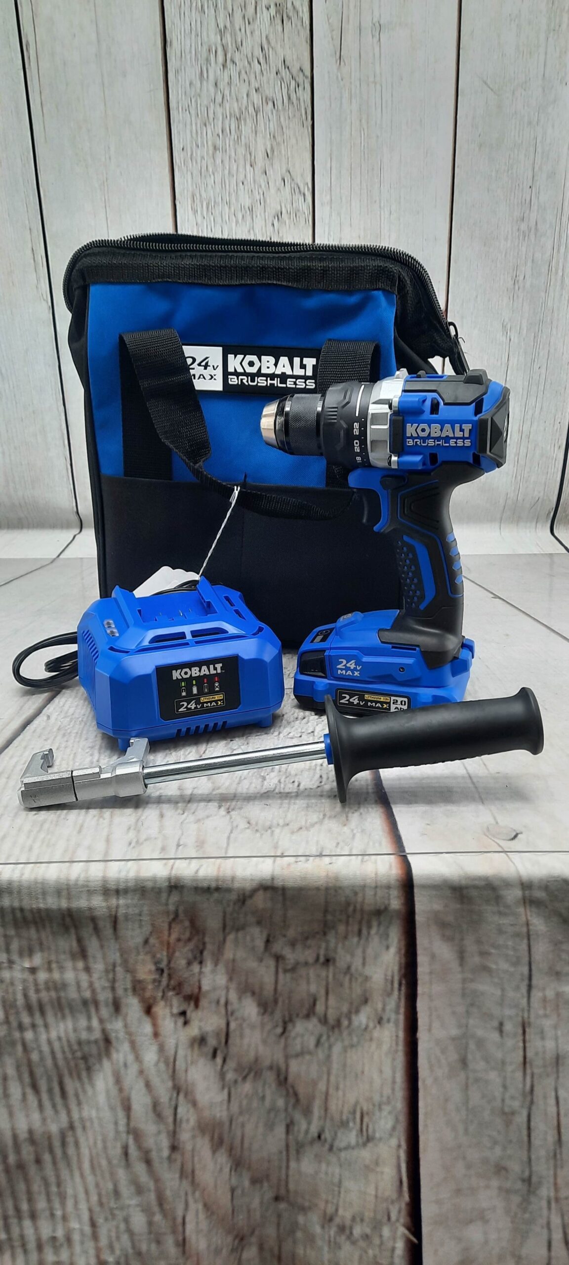 Kobalt KDD124B-03 1/2″ Drive 24v Cordless Drill/Battery/Charger/Aux Handle/Bag
