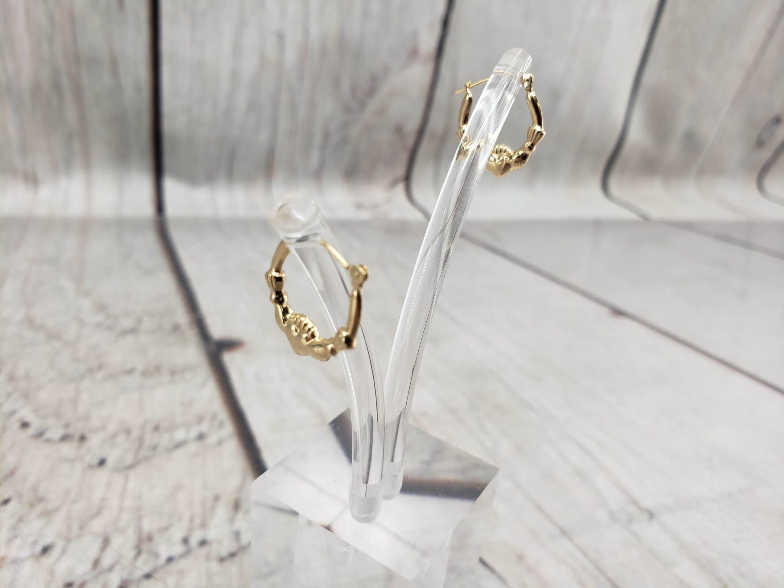 Earring YG Women French Lock Hoop .50DWT 14k Yellow Gold, Irish Claddagh Hoop Earrings
