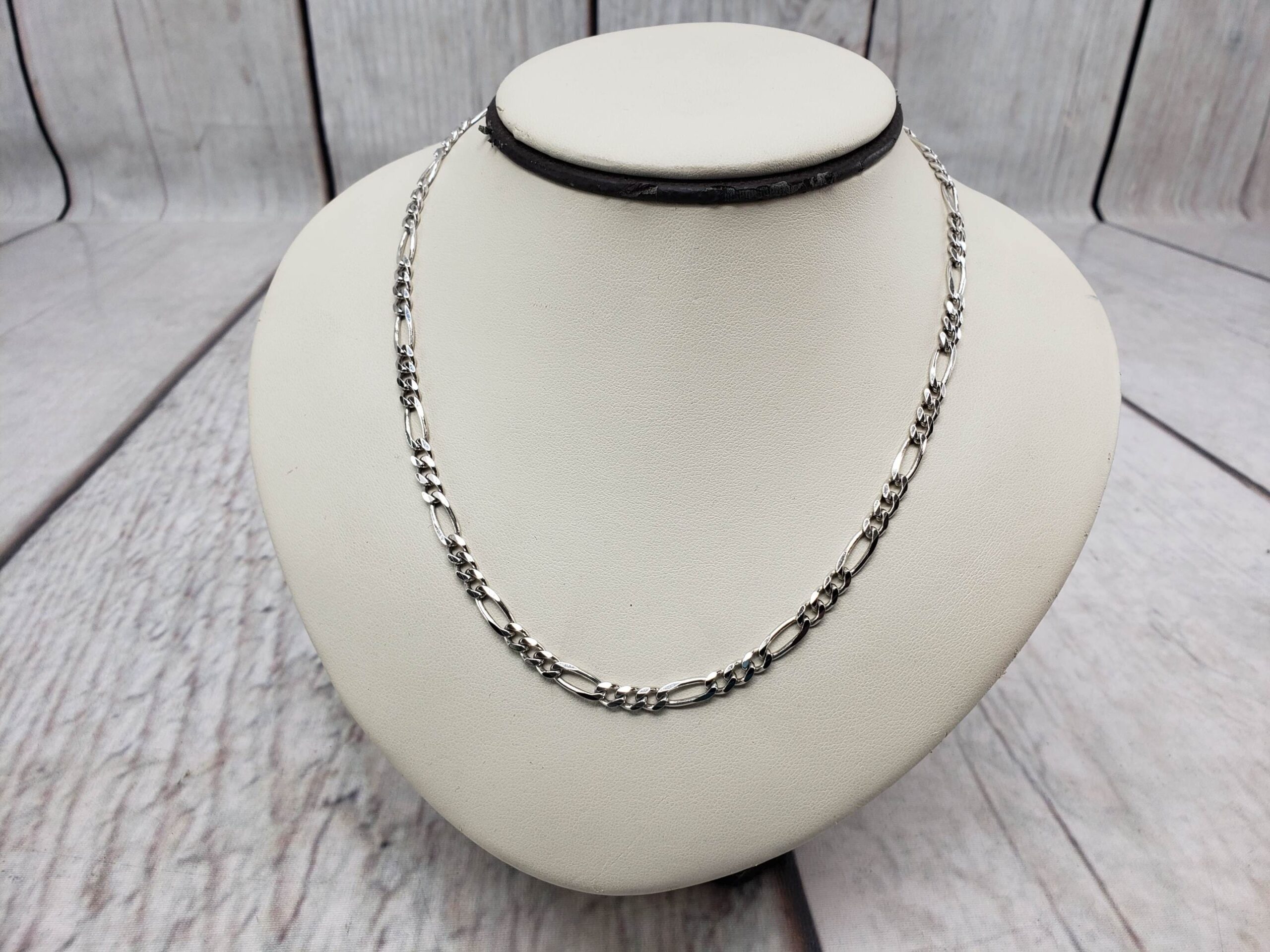 Necklace SS Unisex 24″ Figaro Chain, 12.31 .925 Sterling Silver, VERY SHINY!