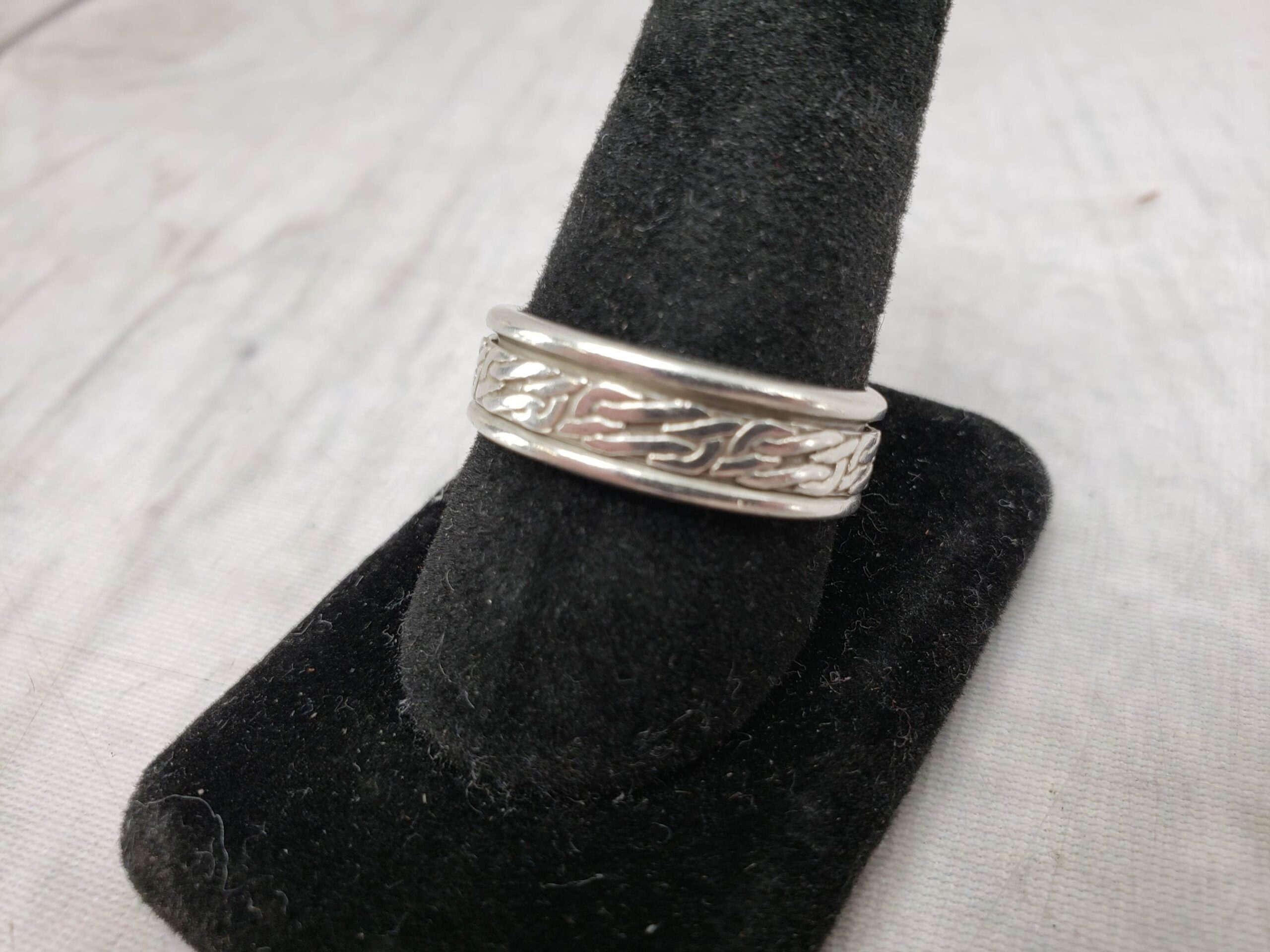 Ring SS Mens Sz 12 4.53DWT .925 Sterling Silver Spinner Ring
