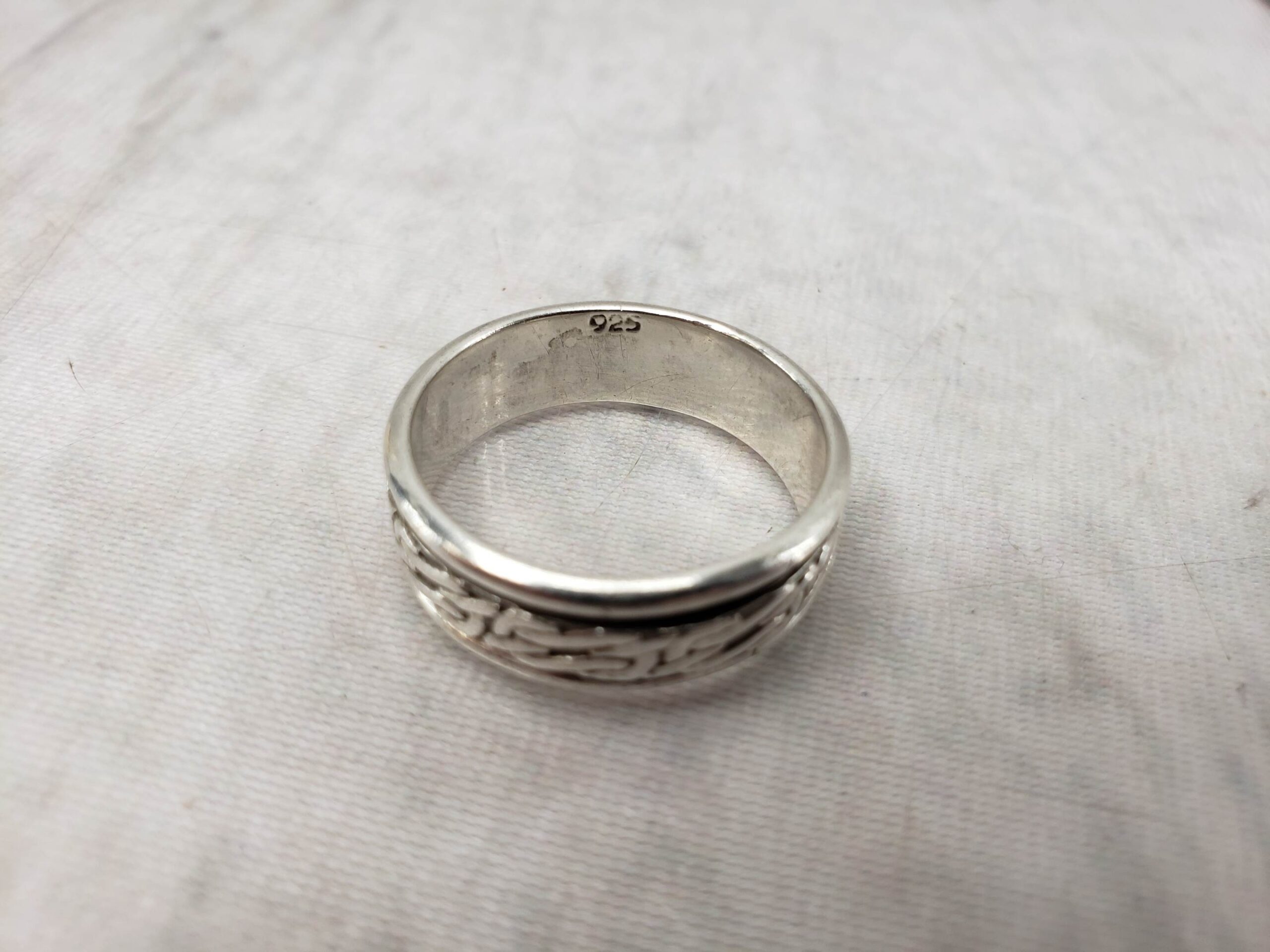 Ring SS Mens Sz 12 4.53DWT .925 Sterling Silver Spinner Ring