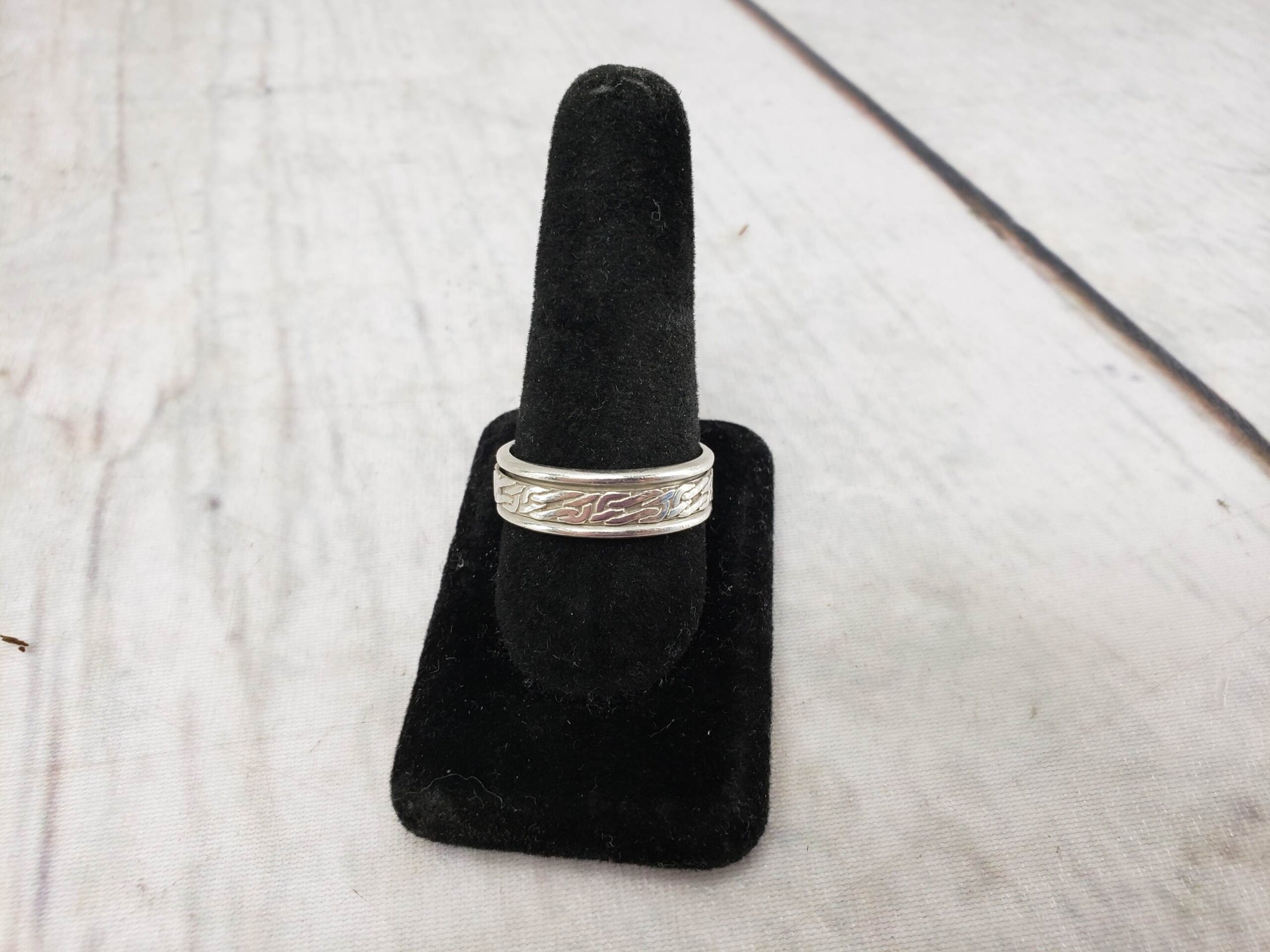 Ring SS Mens Sz 12 4.53DWT .925 Sterling Silver Spinner Ring