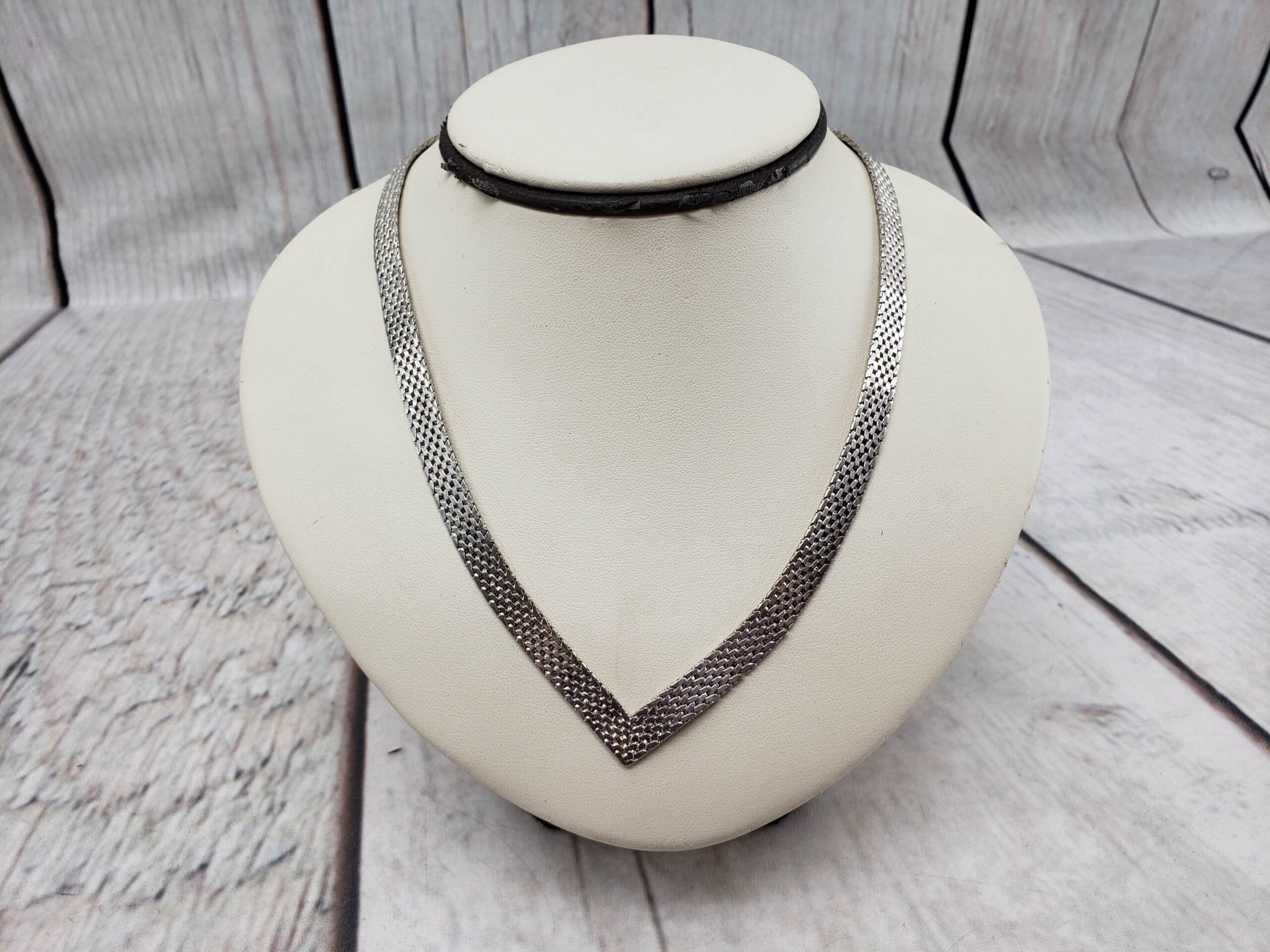 Necklace SS Women 16″ Braided Flat Necklace 21.95DWT .925 Sterling Silver