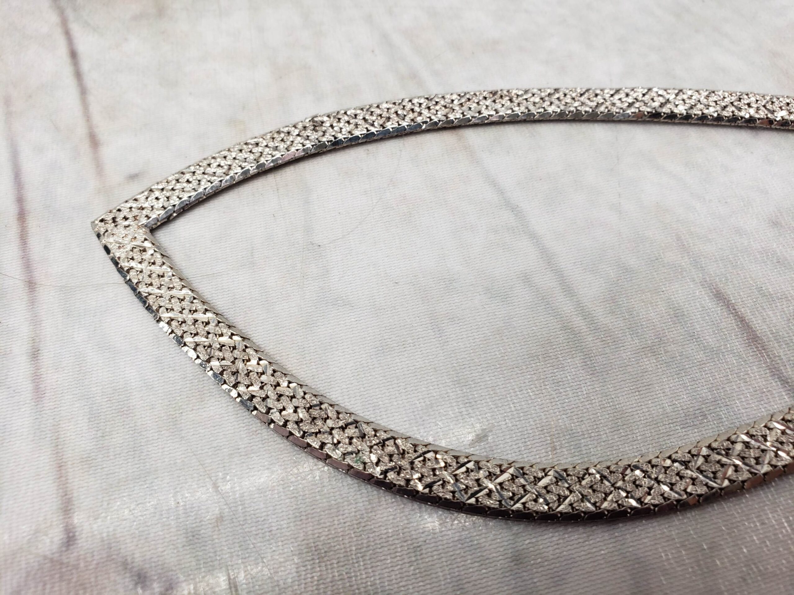 Necklace SS Women 16″ Braided Flat Necklace 21.95DWT .925 Sterling Silver