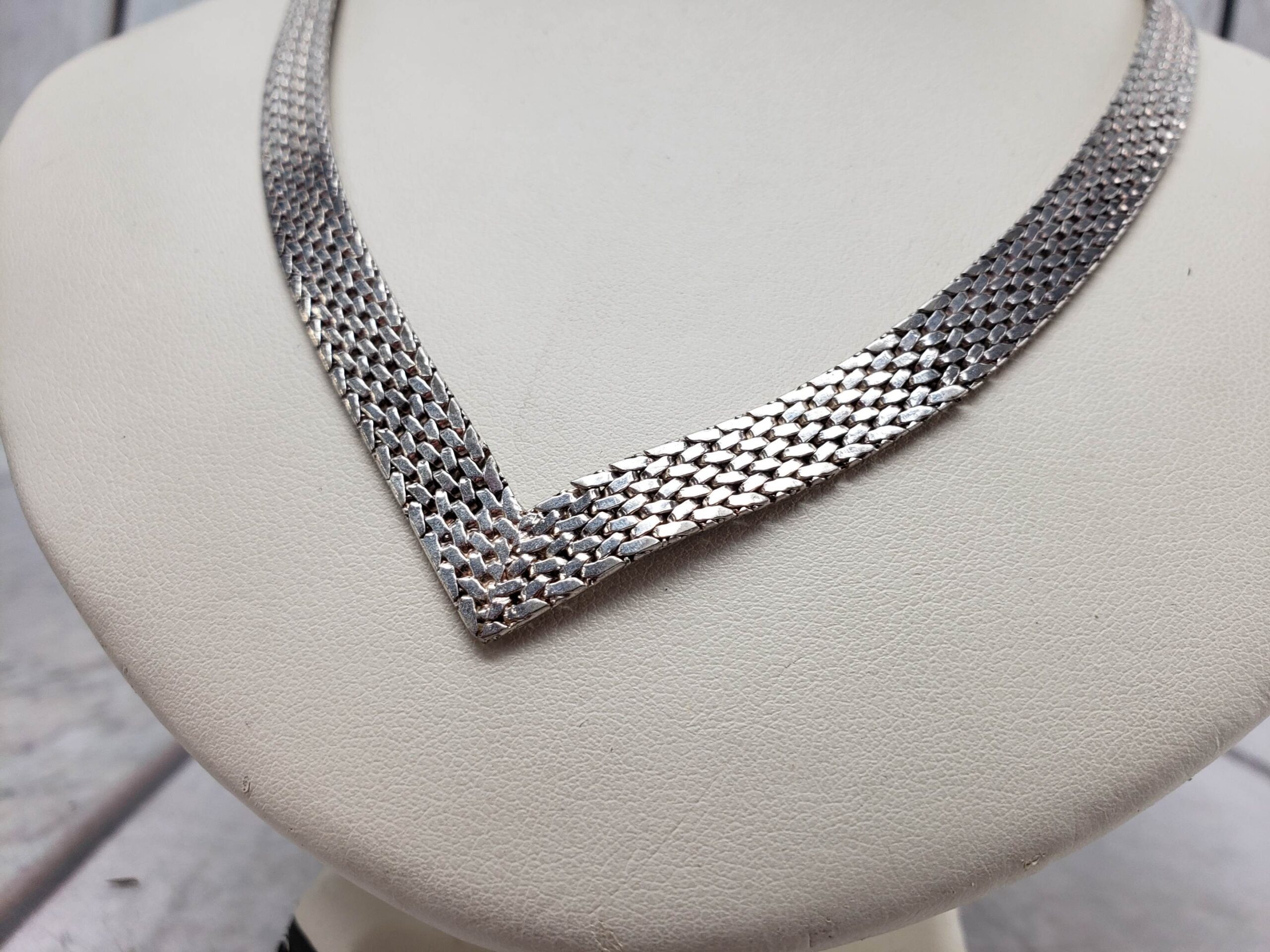 Necklace SS Women 16″ Braided Flat Necklace 21.95DWT .925 Sterling Silver