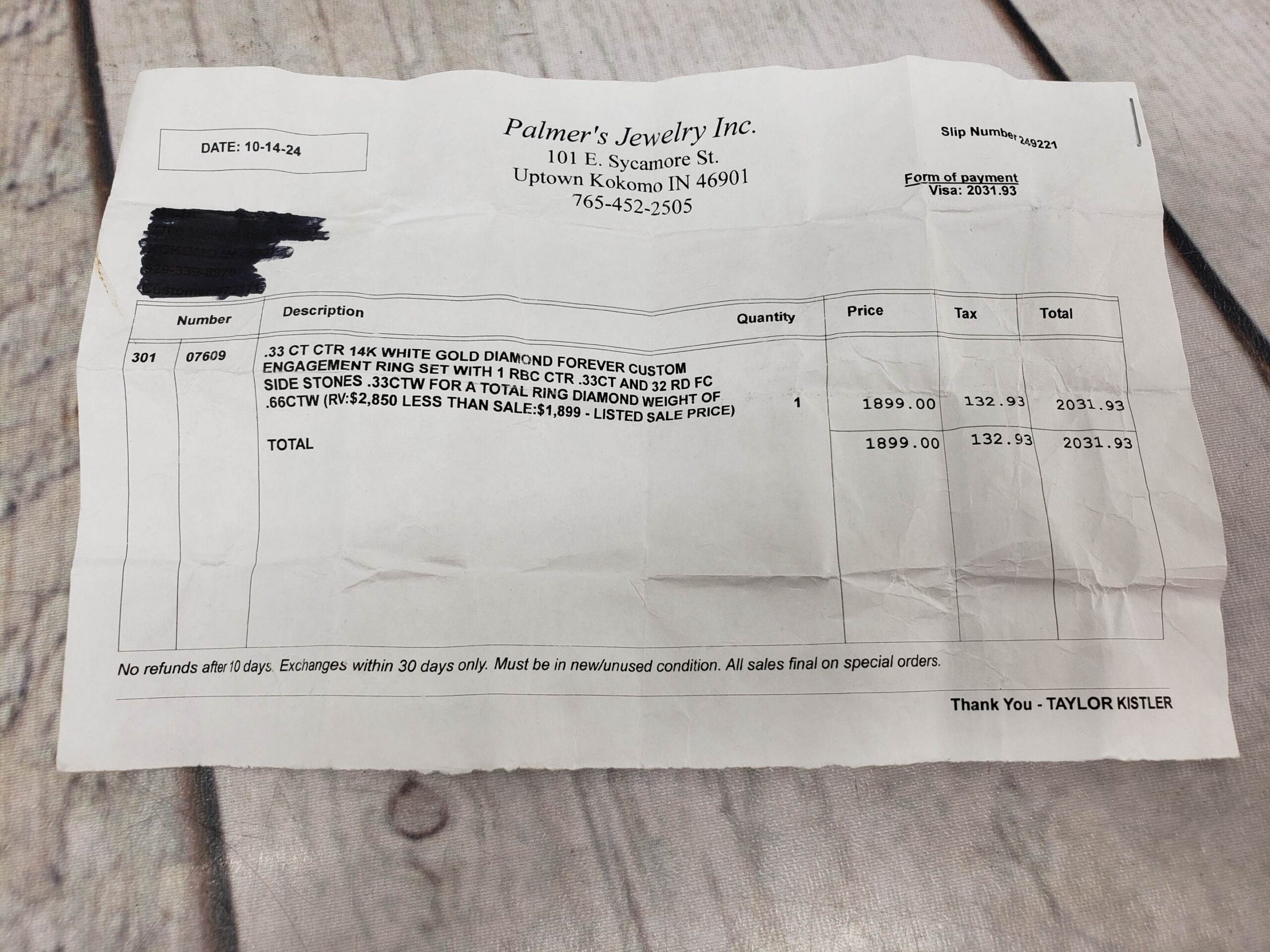 Ring WG Women Sz 7 2.4DWT 14k White Gold, .66CTW Diamonds in Teardrop Setting