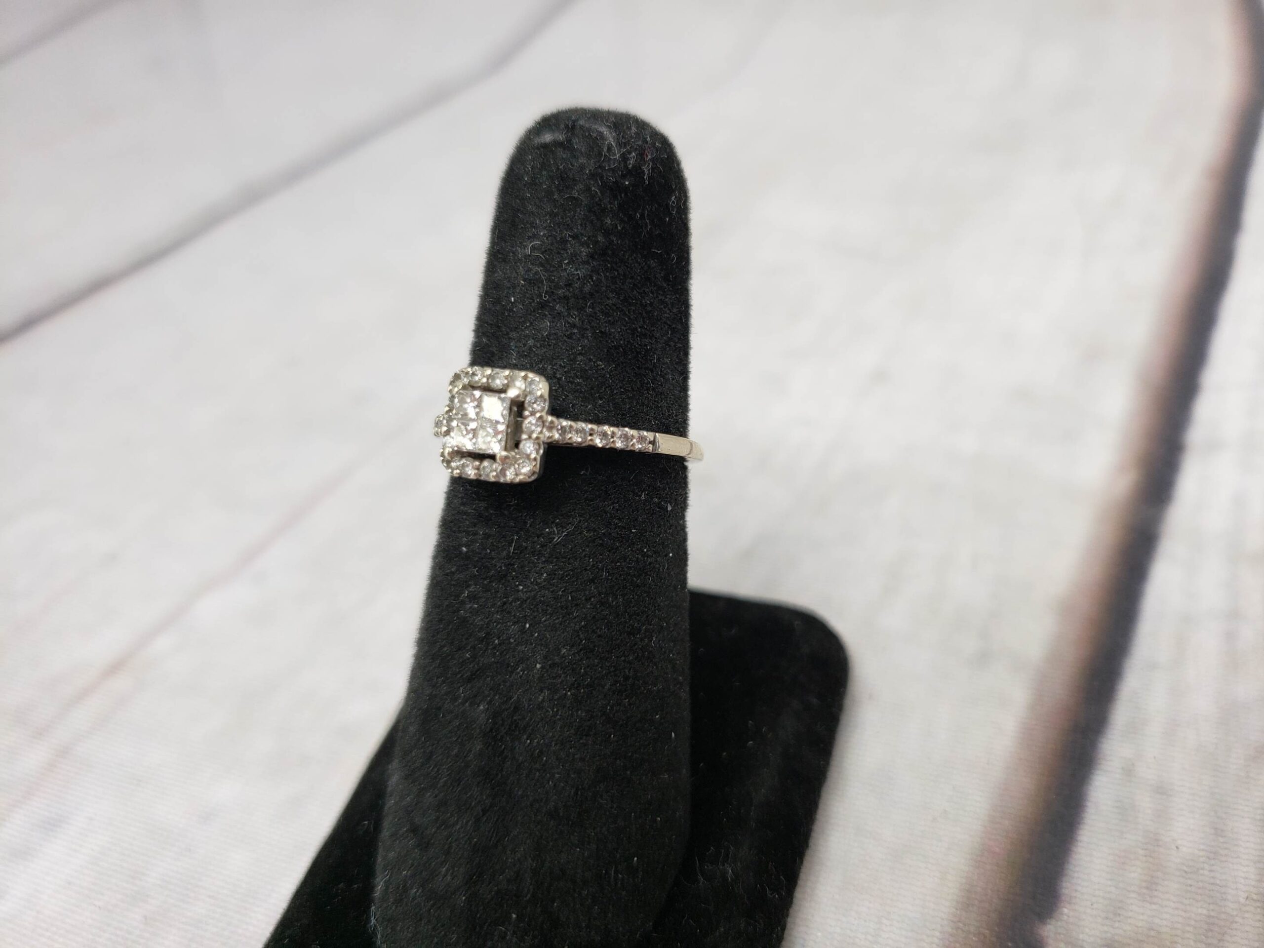 Ring WG Women Sz 6.5 1.90DWT 14k White Gold, 4x Square Cut Diamonds