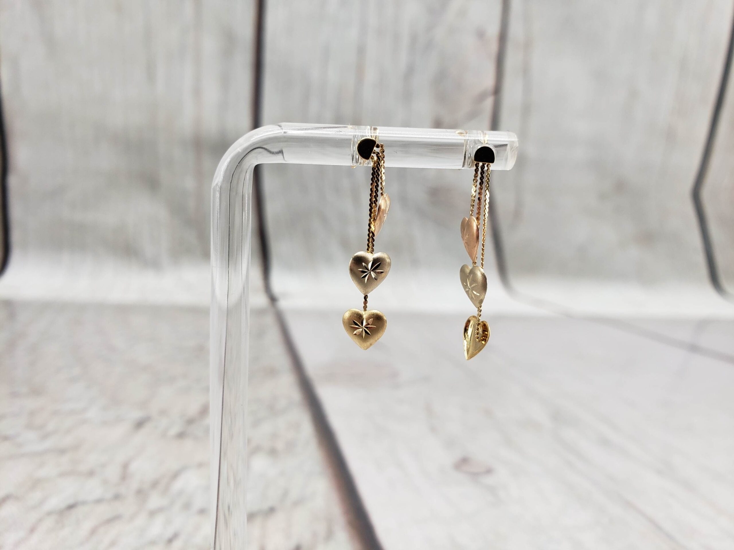 Earrings BHG Unisex Stud/Drop 0.37DWT 14k Black Hills Gold, Dangle Hearts