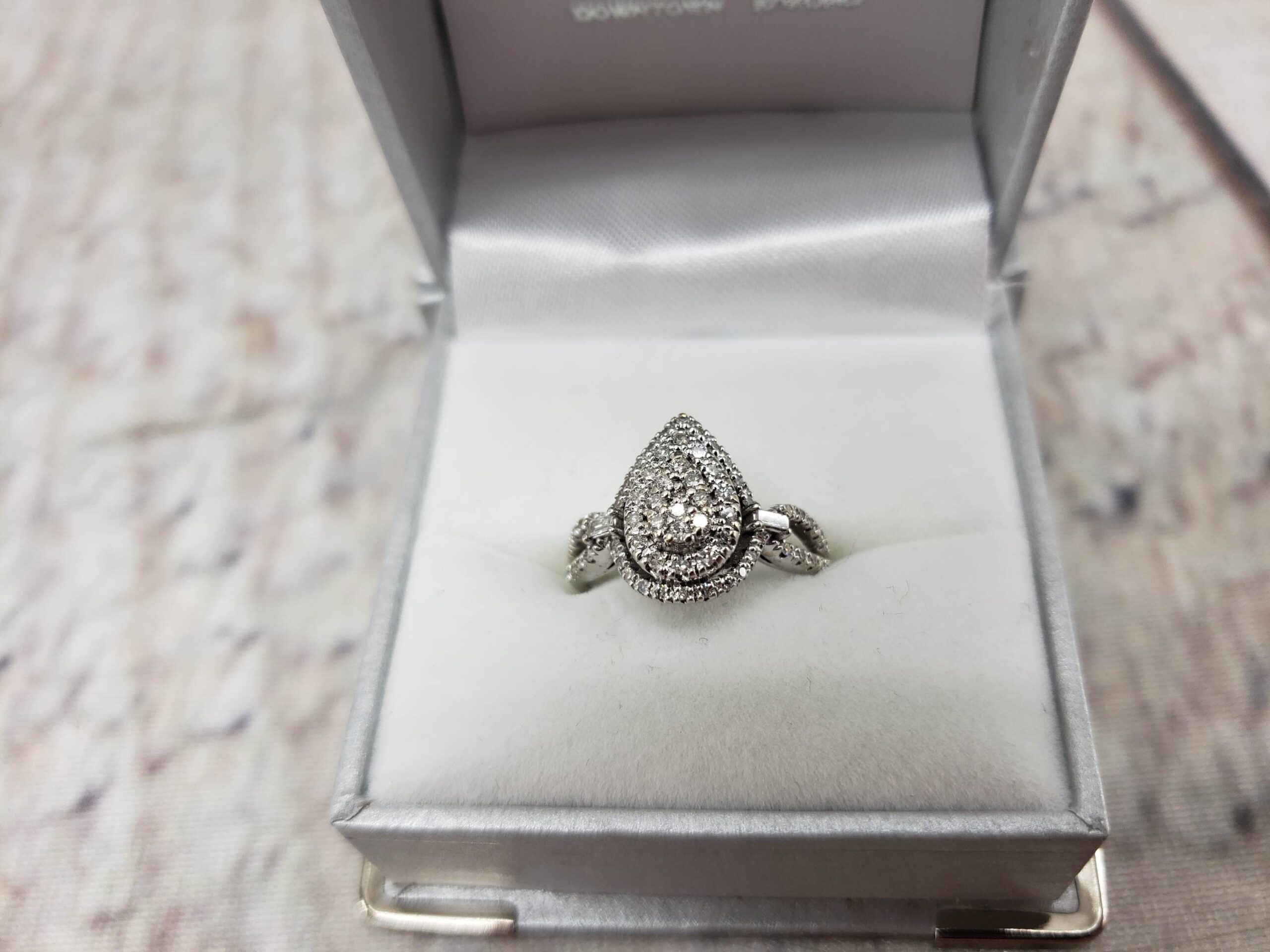 Ring WG Women Sz 7 2.4DWT 14k White Gold, .66CTW Diamonds in Teardrop Setting