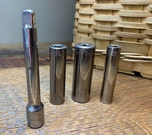 Vntg Craftsman USA 6 Pt 1/4″ Dr. Deep Socket 1/2″~43589, 3/8″~43577, 5/16″~43575