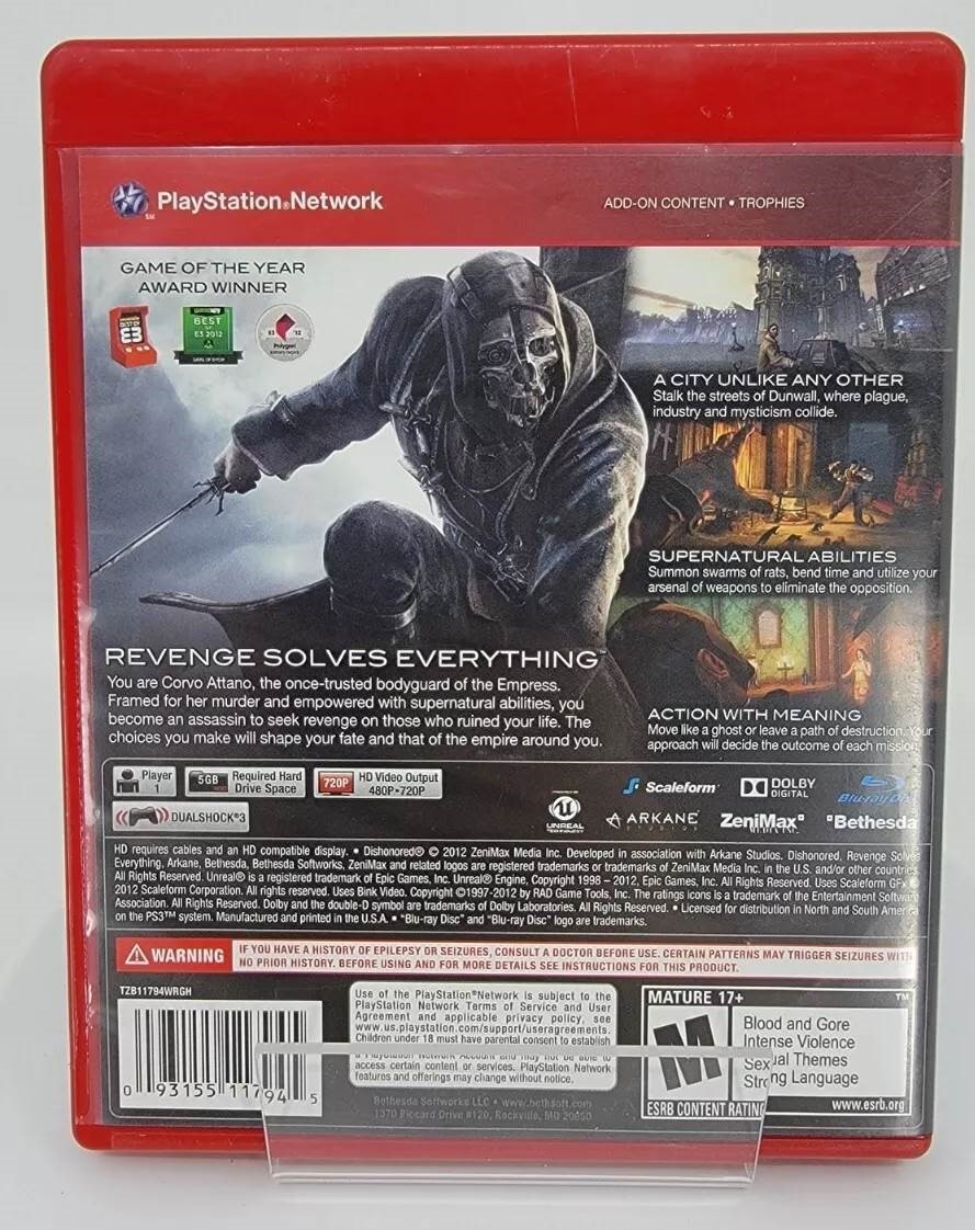 Dishonored [Greatest Hits] *CIB* PS3 / Playstation 3 Game
