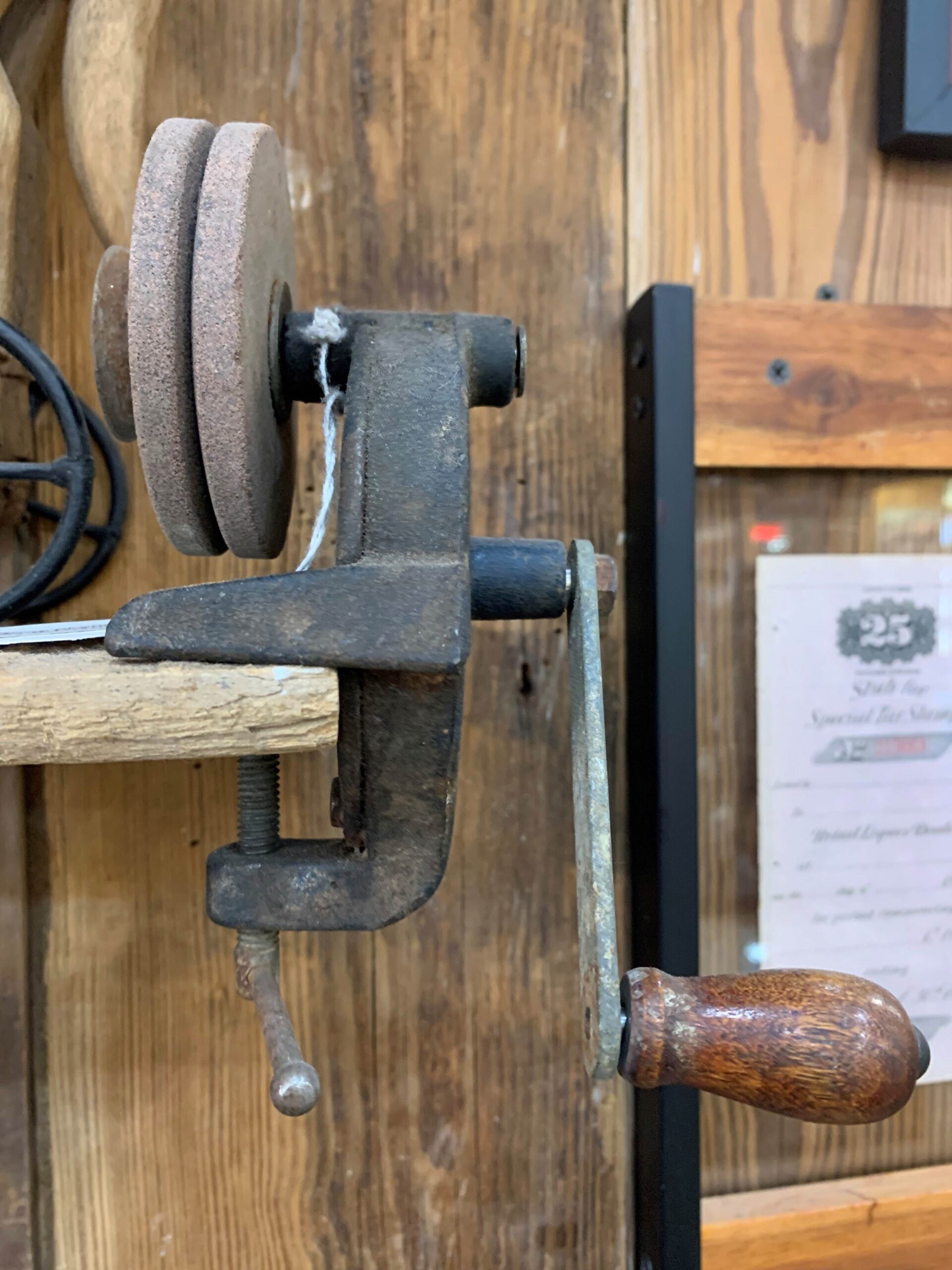 Vintage Hand Crank Tool / Knife Sharpening Stone