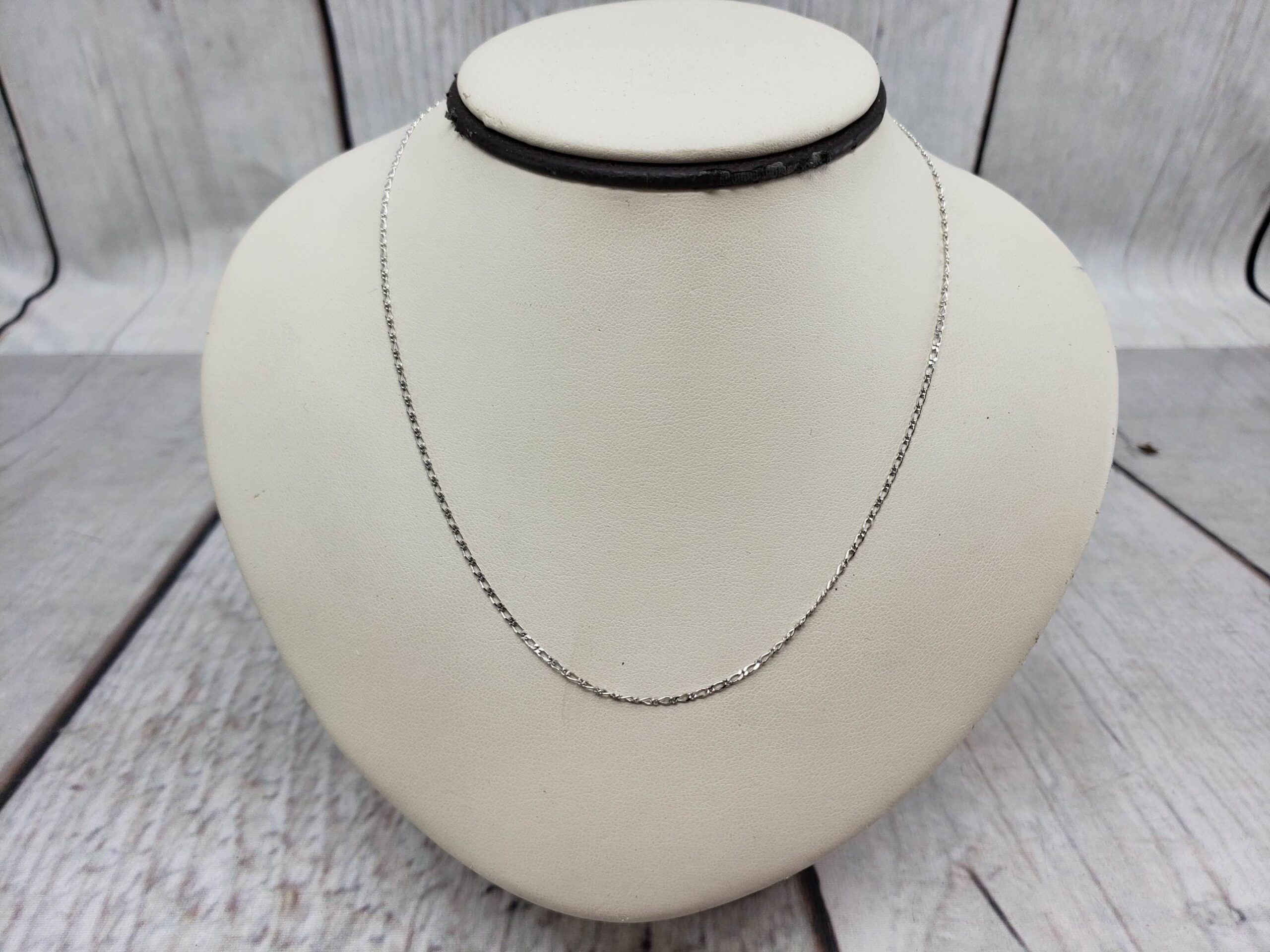 Necklace WG Women 17″ Long & Short Link Chain, 1.6DWT 14k White Gold