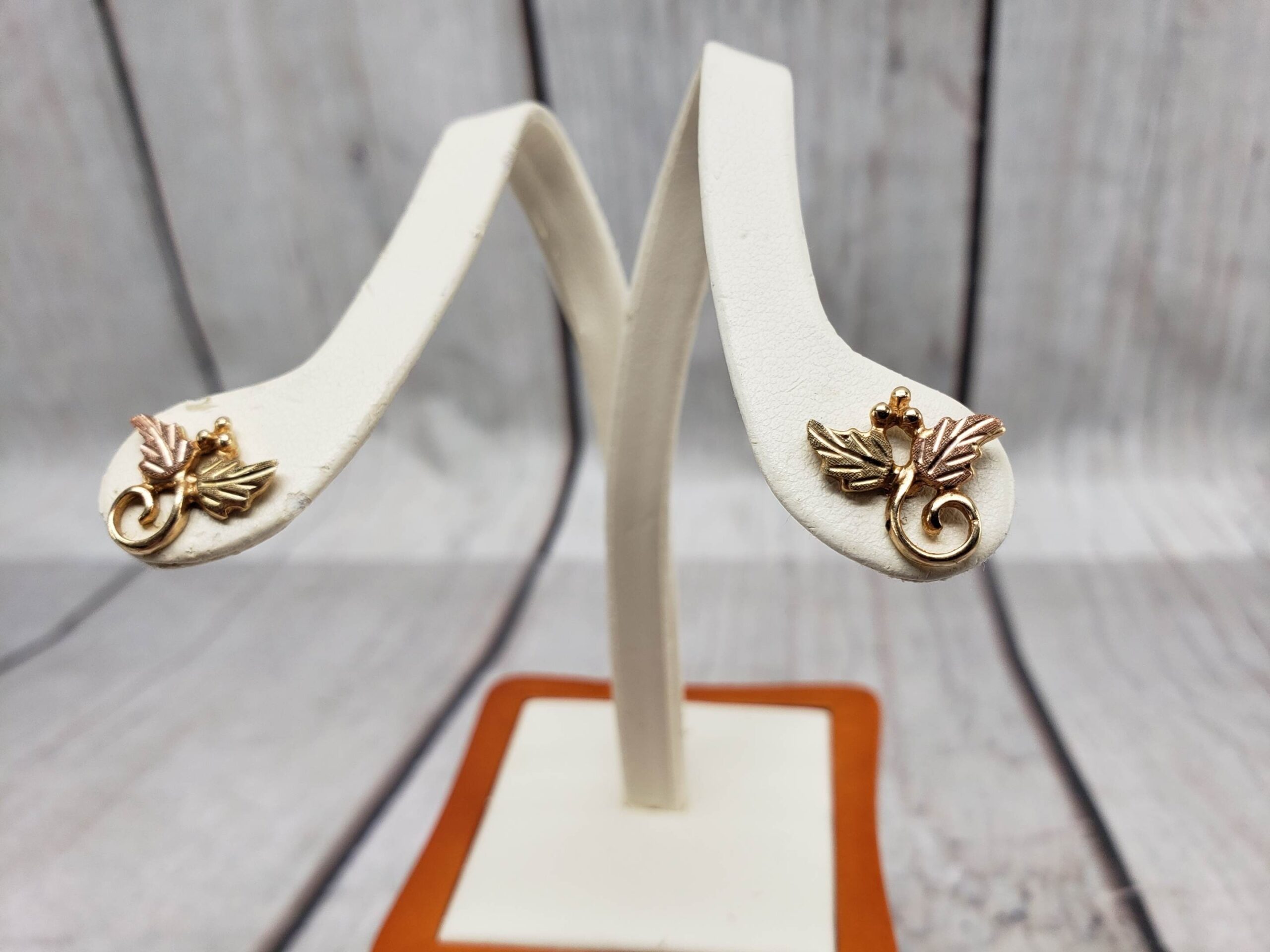 Earrings BHG Women Studs 1.3DWT 10k Black Hills Gold with 14k Yellow Gold backs