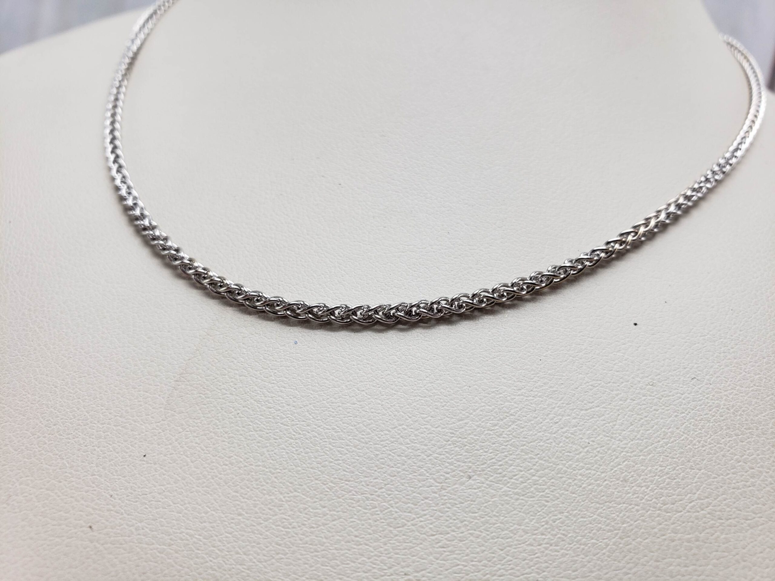 Necklace WG Women 16″ Wheat Chain, 4.9DWT 14k White Gold
