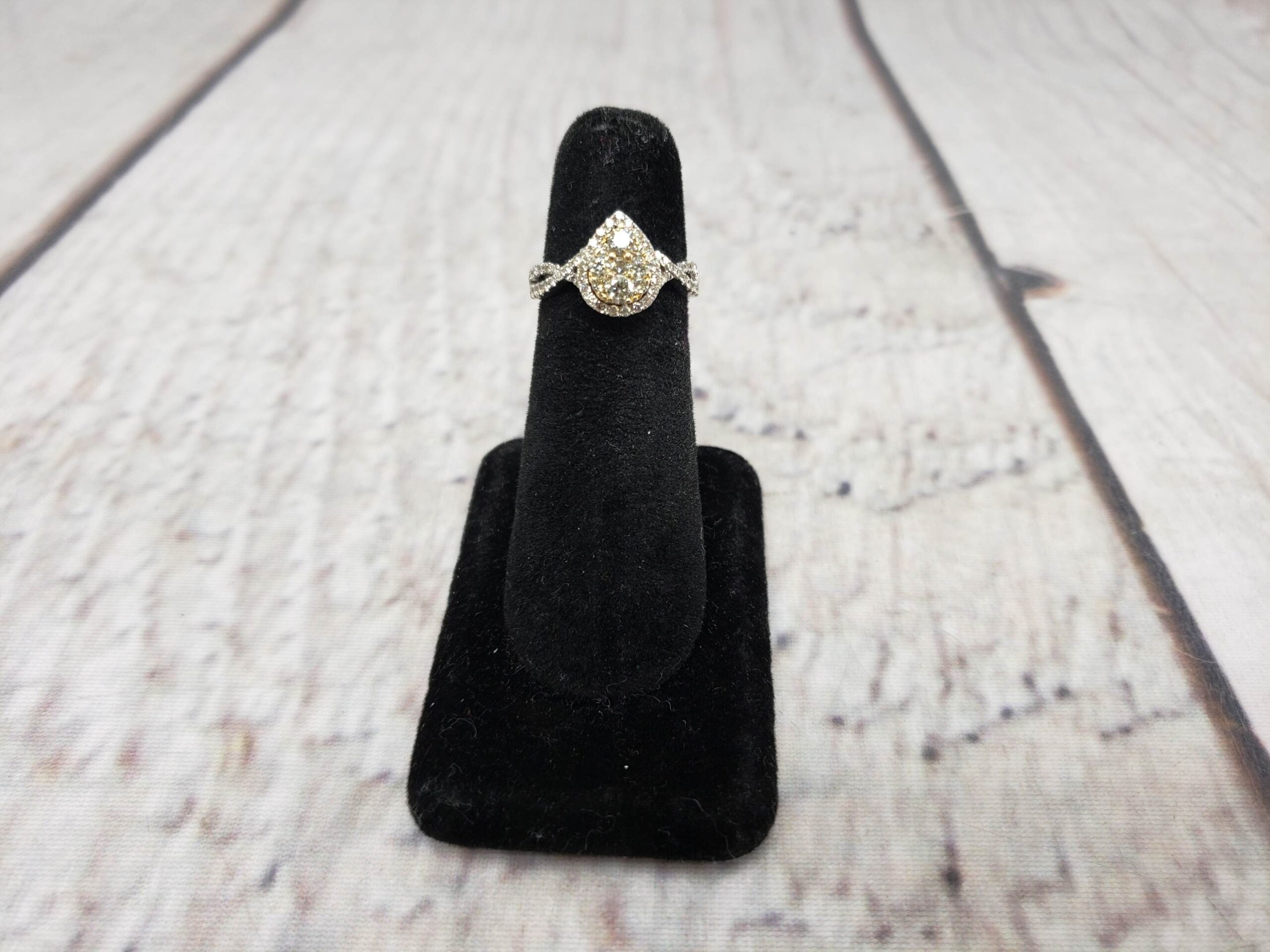 Ring TT Women Sz 5.5 2.10DWT 14k White Gold with Yellow Gold Accents, Diamonds