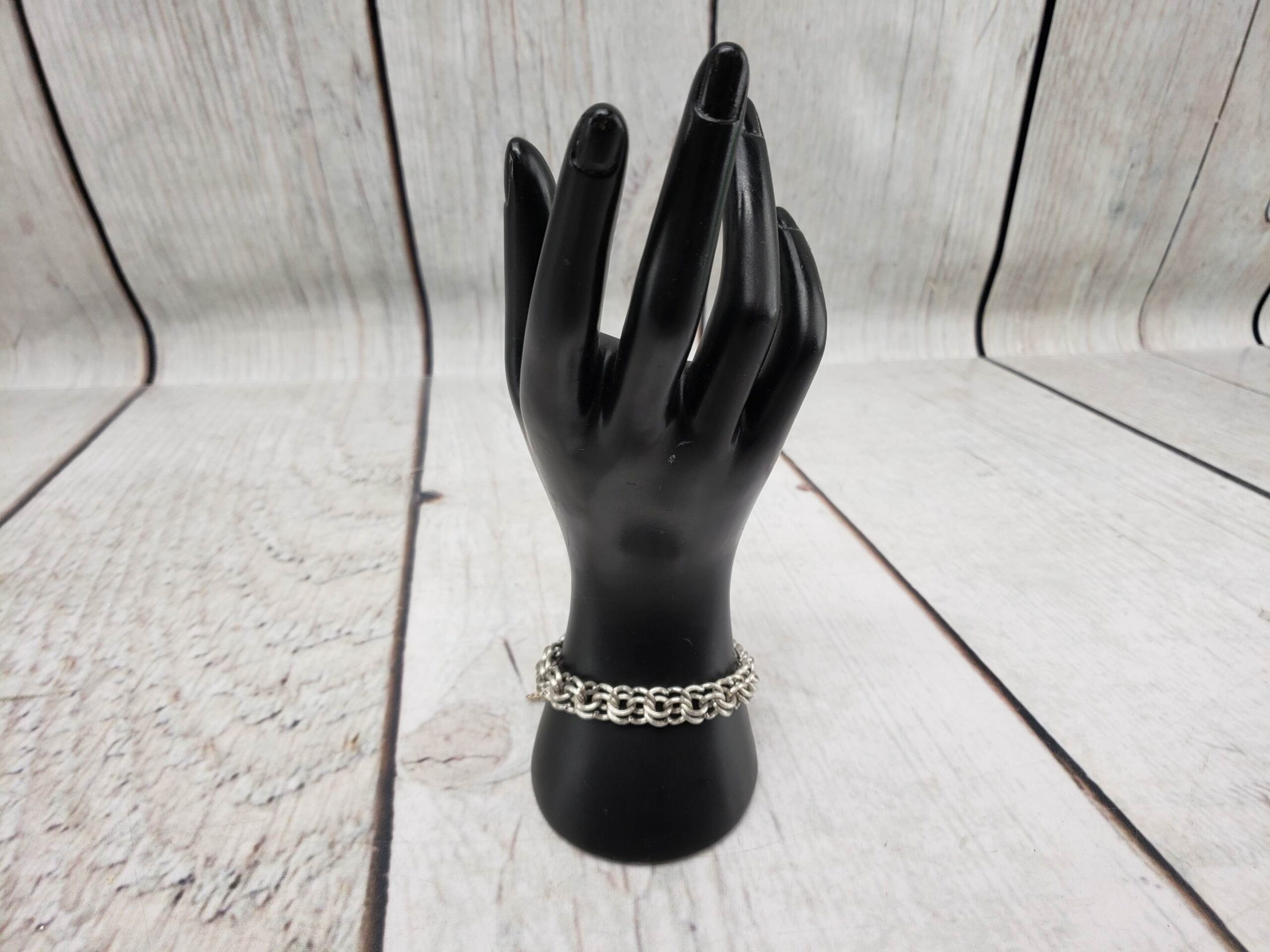 Bracelet SS Women 8″ Antique Art Deco Double Rolo Chain, 17.7DWT .925 Sterling Silver