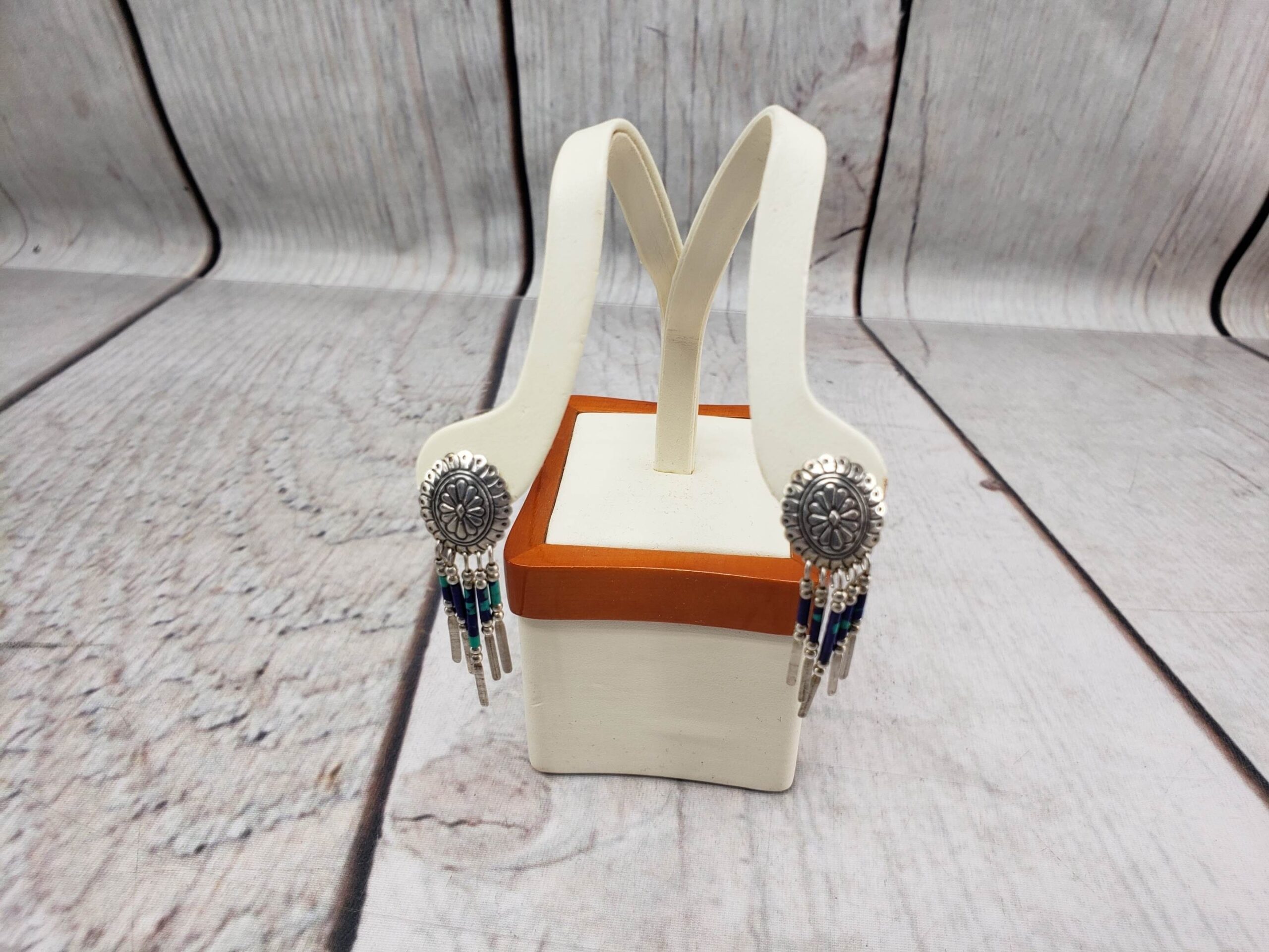 Earrings SS Women Stud/Drop 2.82DWT .925 Sterling Silver Turquoise Vintage