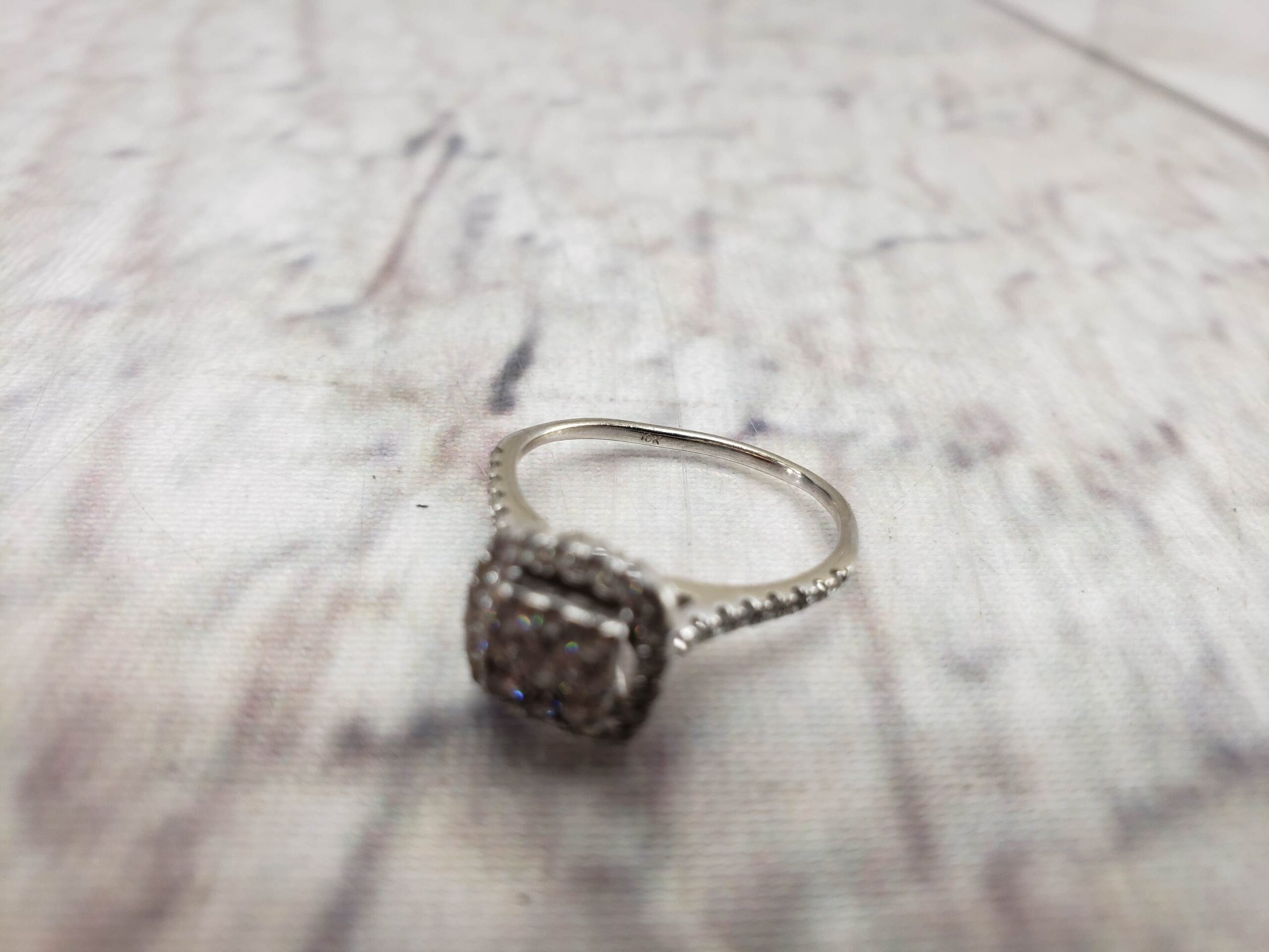 Ring WG Women Sz 7 1.50DWT 10k White Gold, Several Round Cut Diamonds