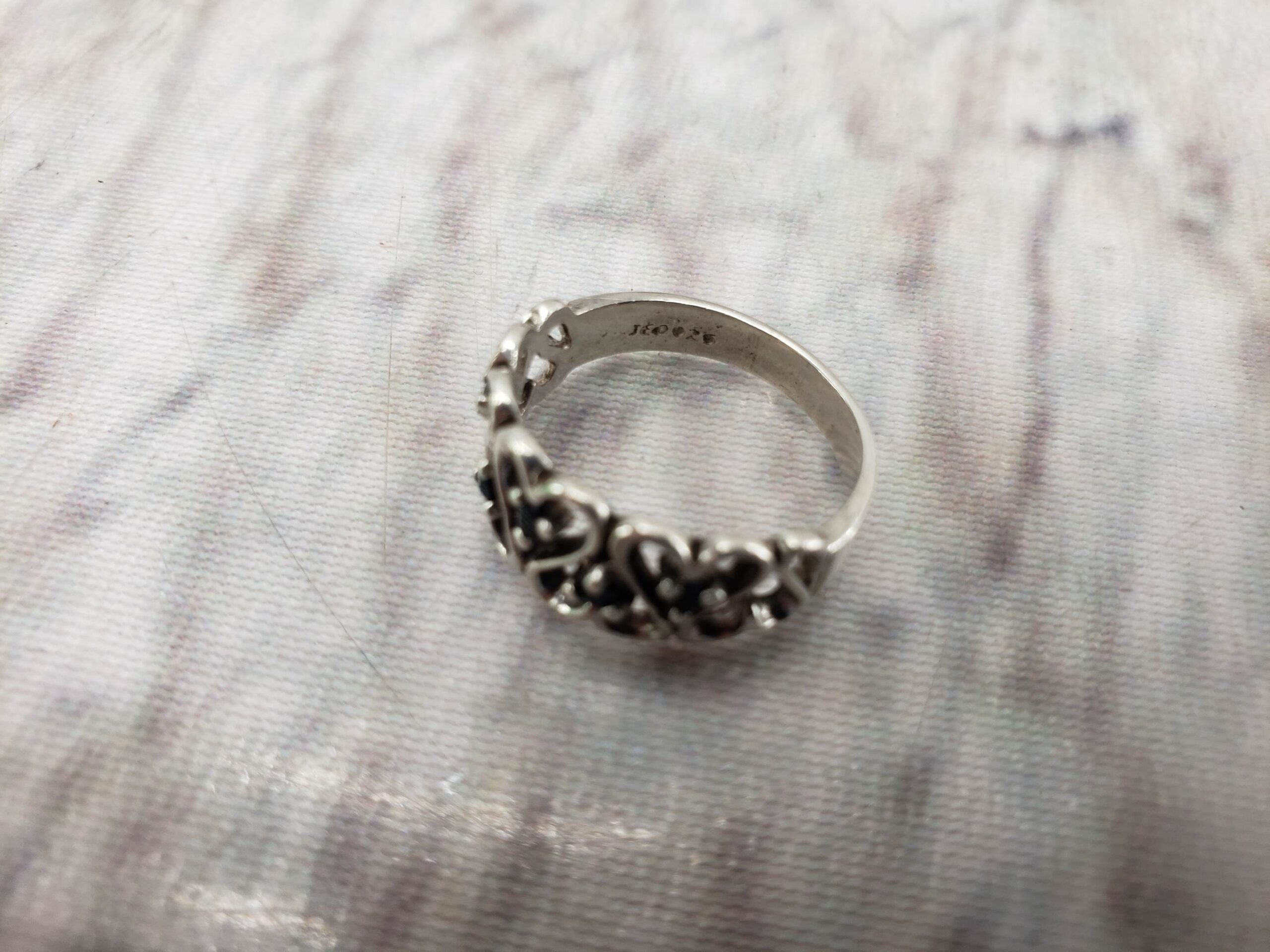 Ring SS Women Sz 6.5 1.90DWT .925 Sterling Silver Heart Ring