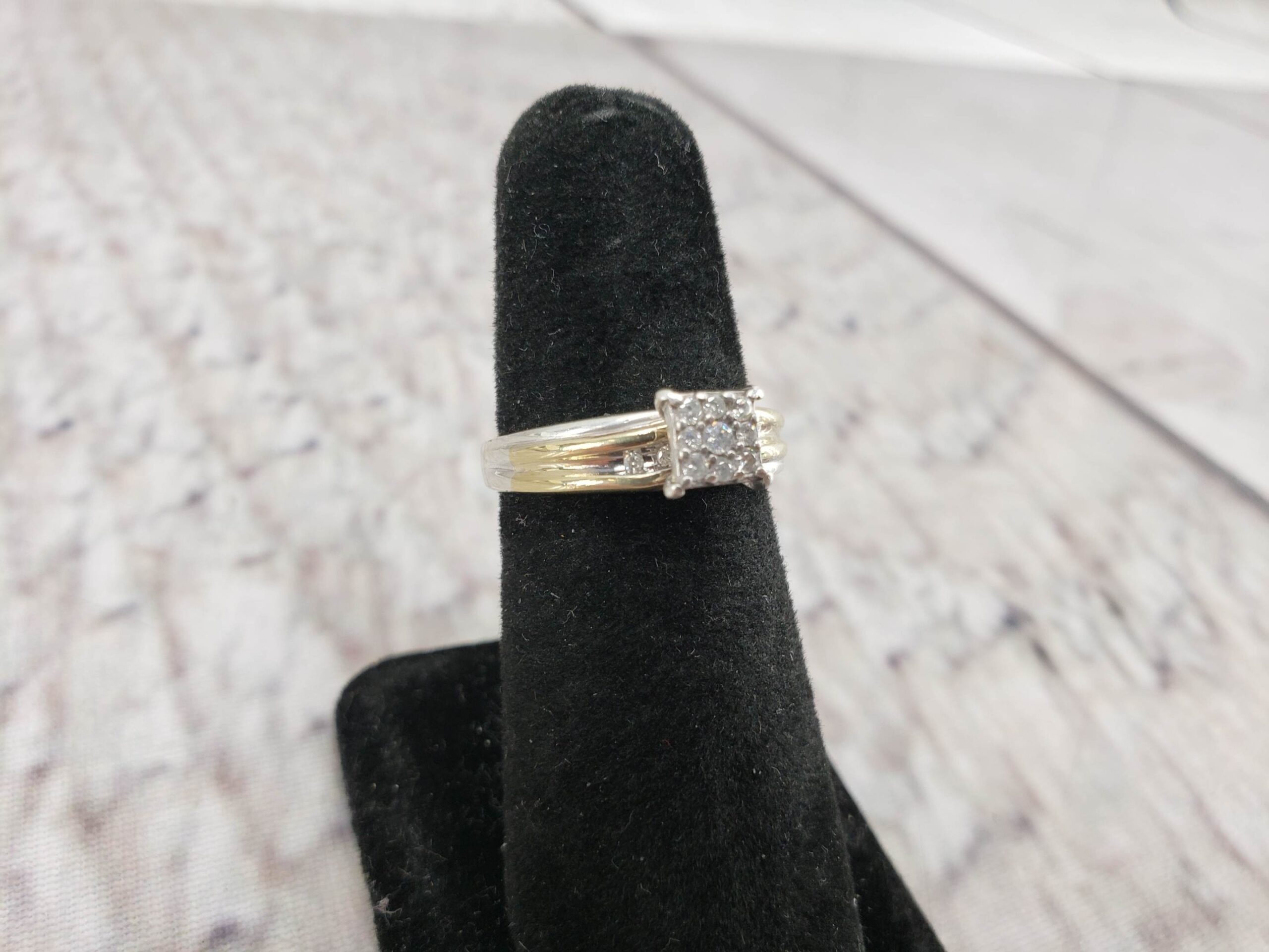 Ring SS Women Sz 6.5 2.57DWT .925 Sterling Silver with 10k Yellow Gold Accents