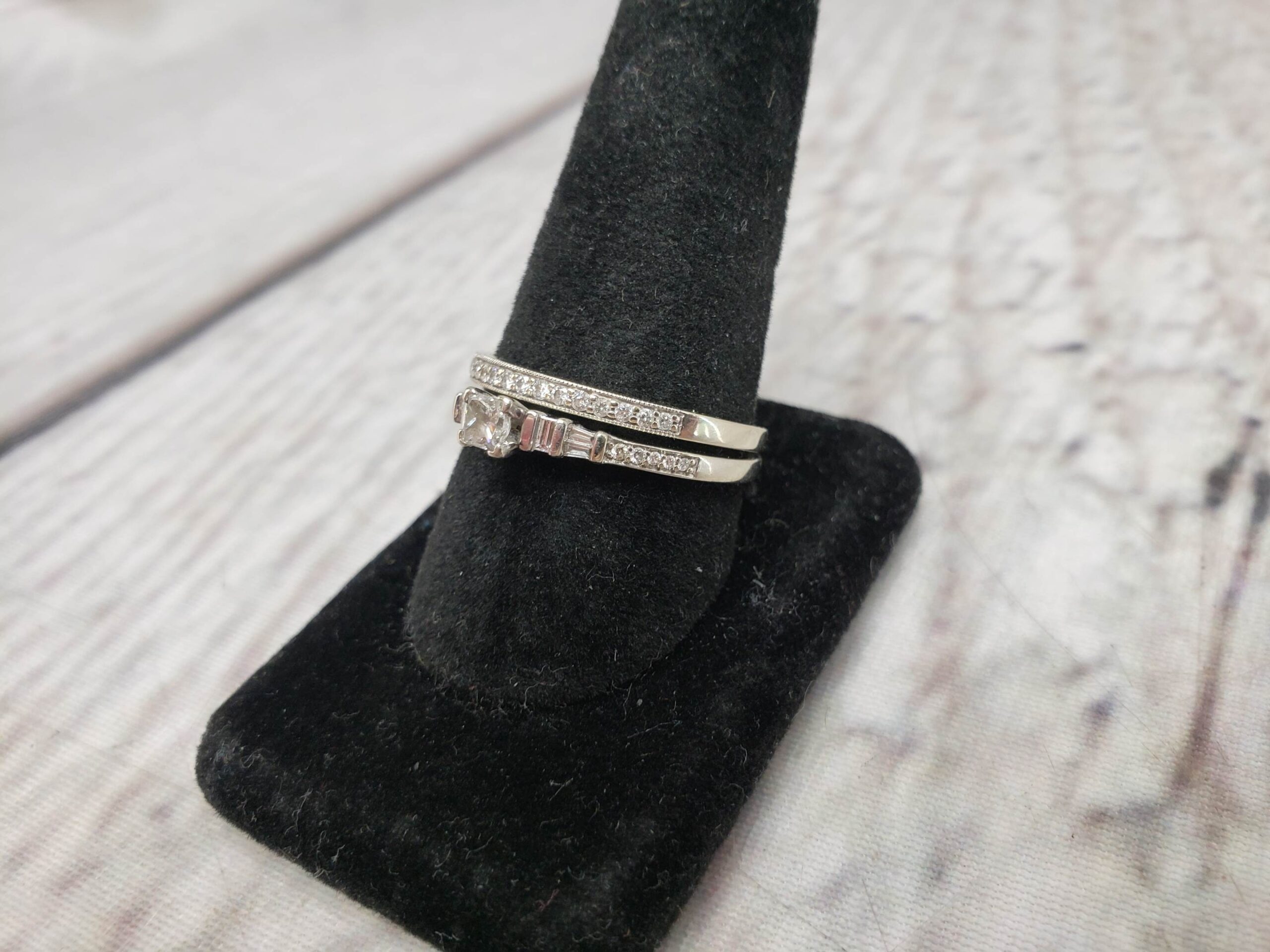 Ringset WG Women Sz 11 3.80DWT 14k White Gold Wedding Set, Diamonds