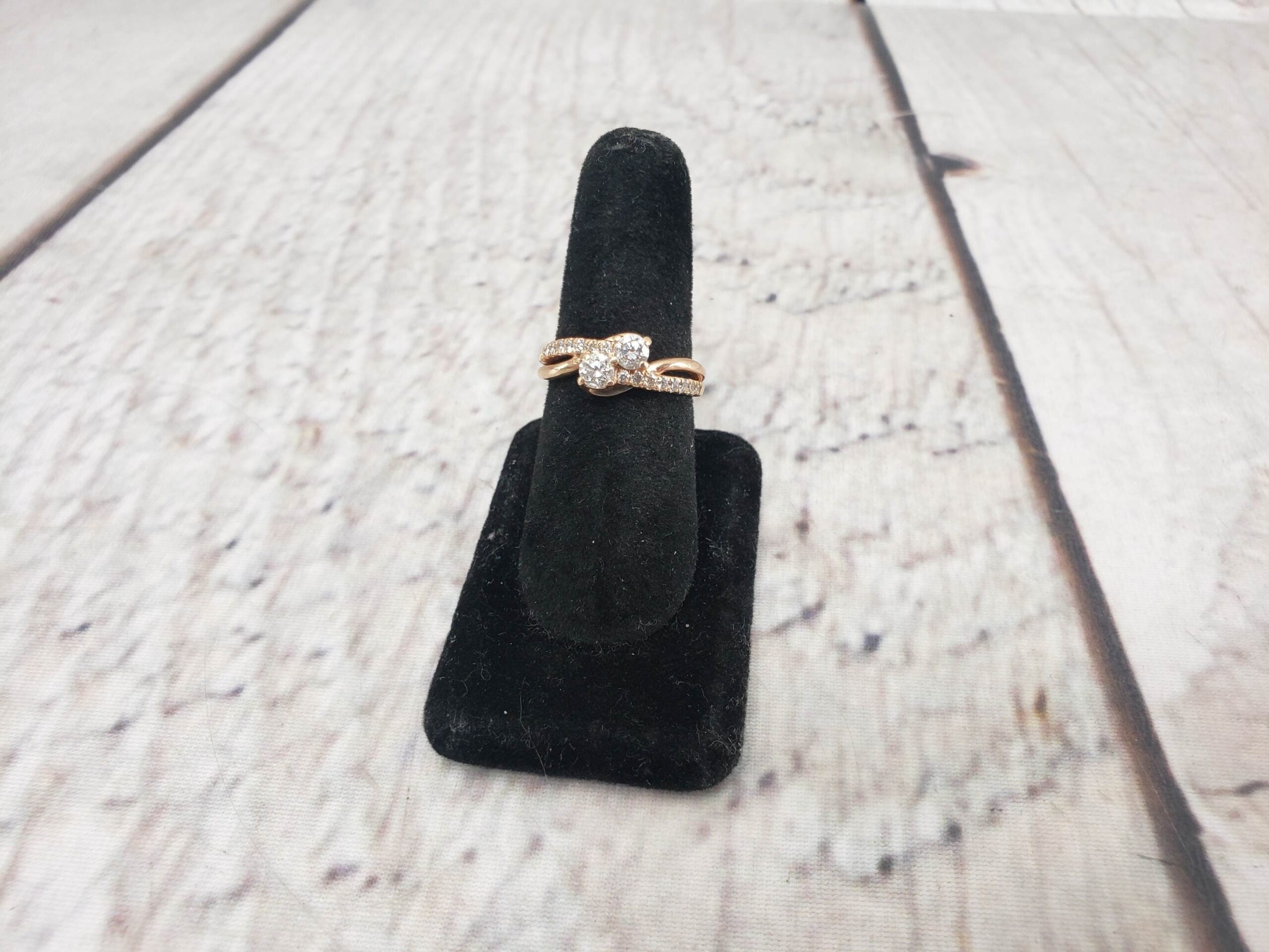 Ring RG Women Sz 8.5 3.60DWT 14k Rose Gold, 2x Round Cut Diamonds