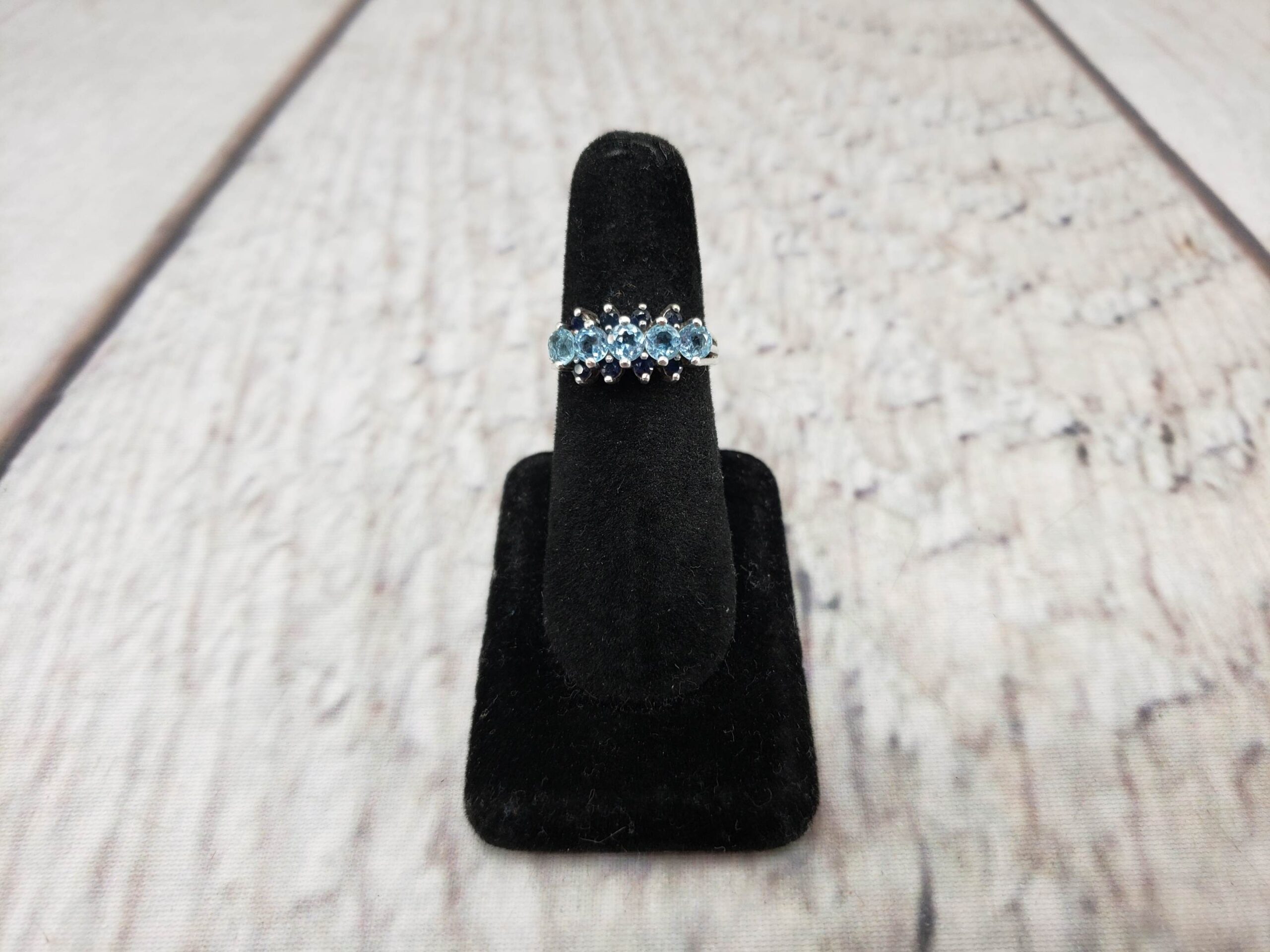 Ring SS Women Sz 7 2.43DWT .925 Sterling Silver, Vintage Blue Topaz & Sapphire Ring